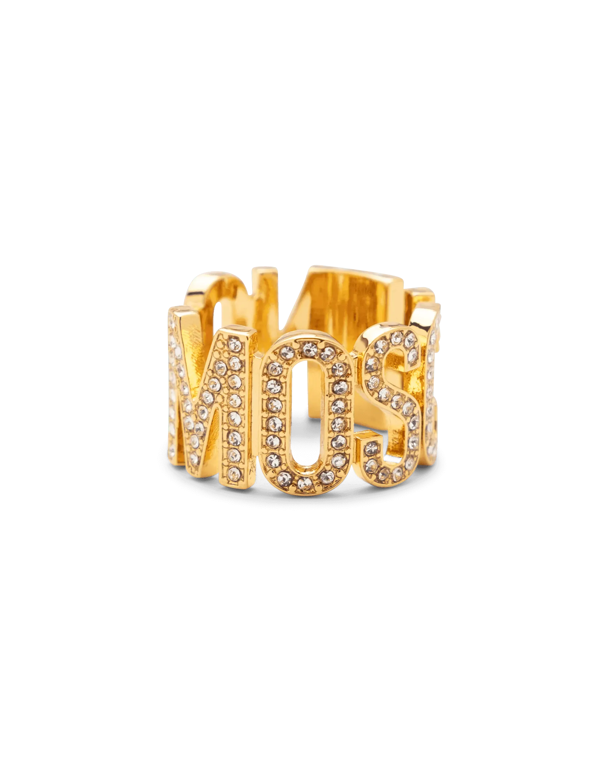 Iced Logo Lettering Embellished Ring - DIHSAN