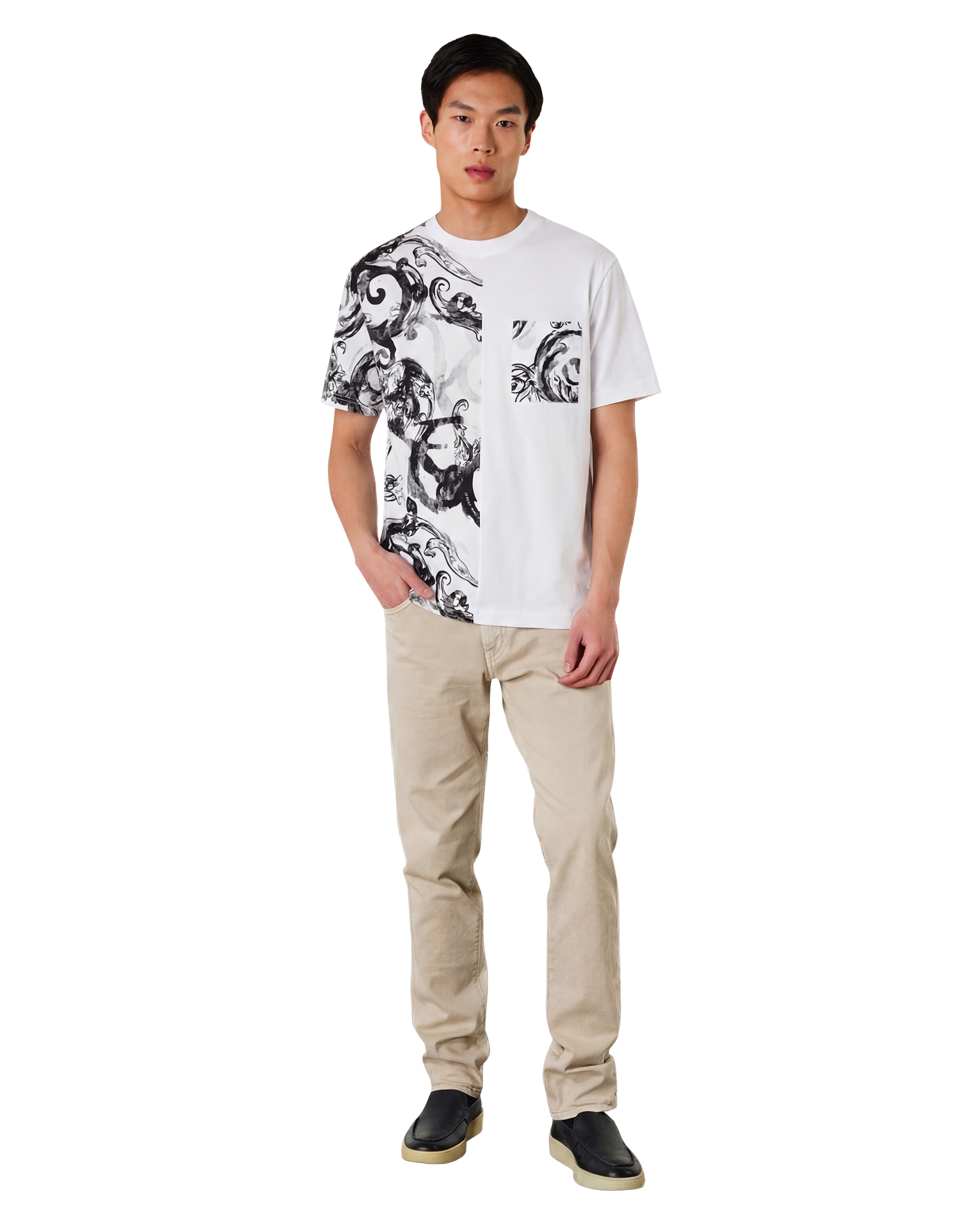 Watercolor Half Baroque Print T-Shirt