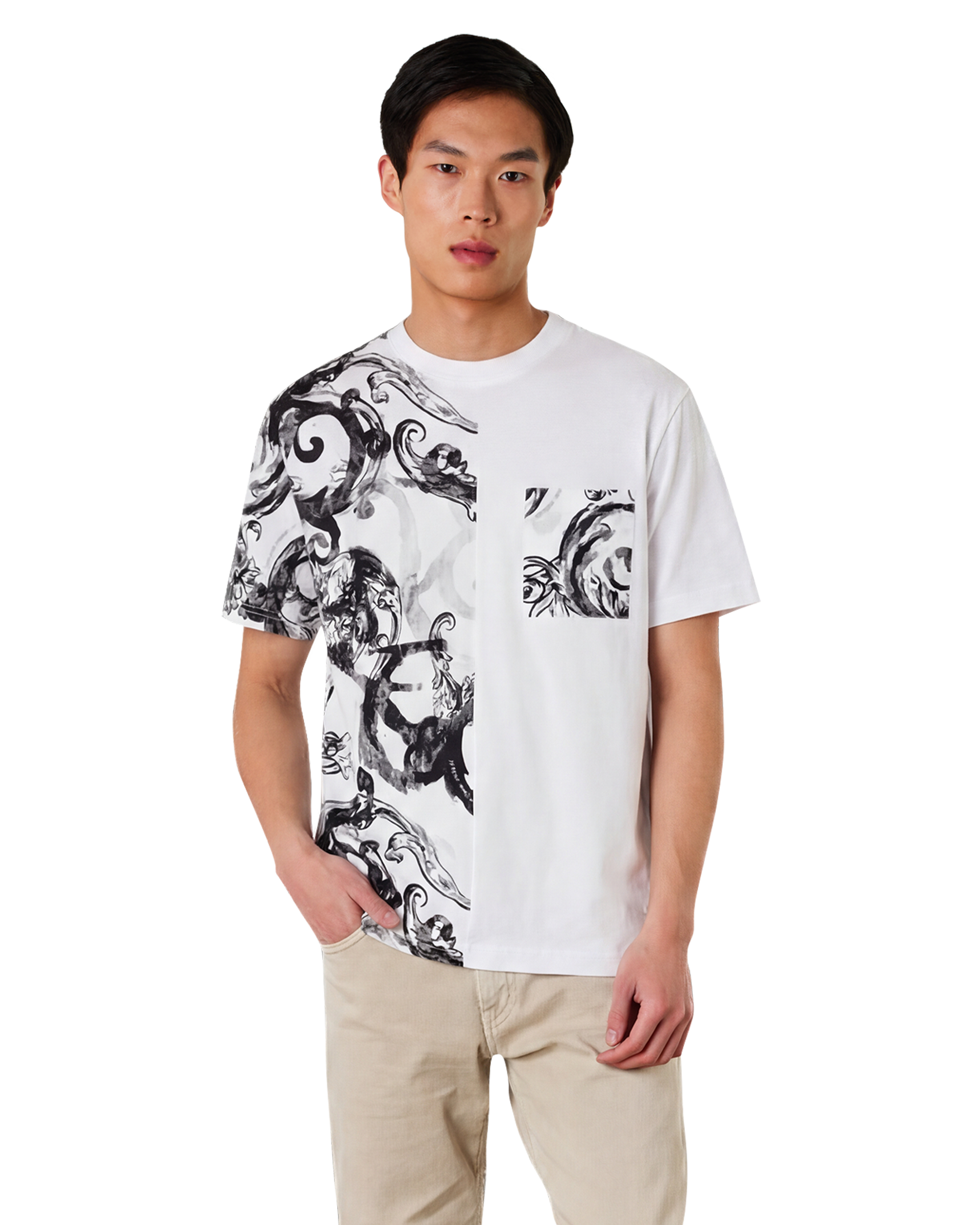 Watercolor Half Baroque Print T-Shirt