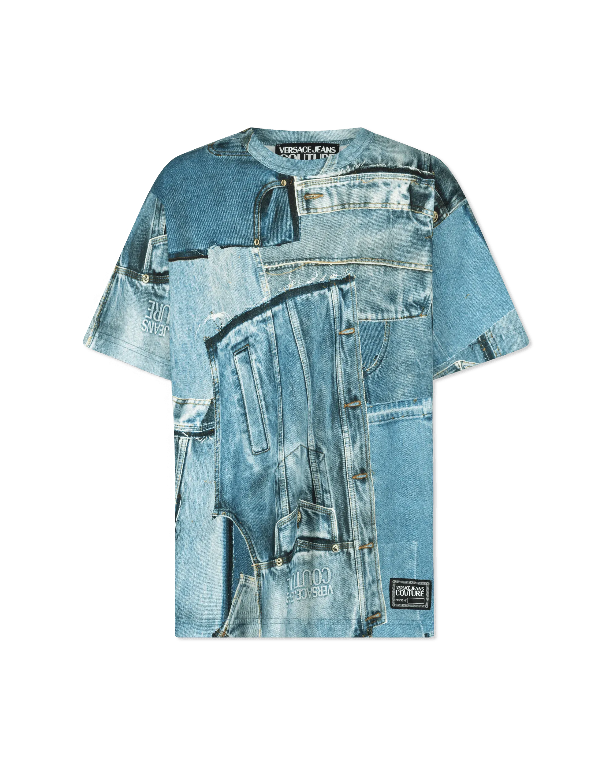 Denim Print Cotton T-Shirt - DIHSAN