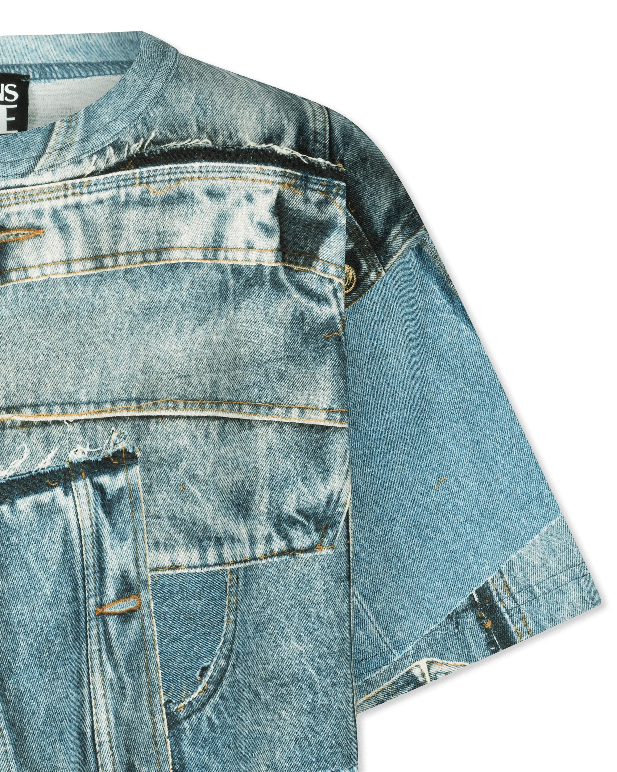 Denim Print Cotton T-Shirt - DIHSAN