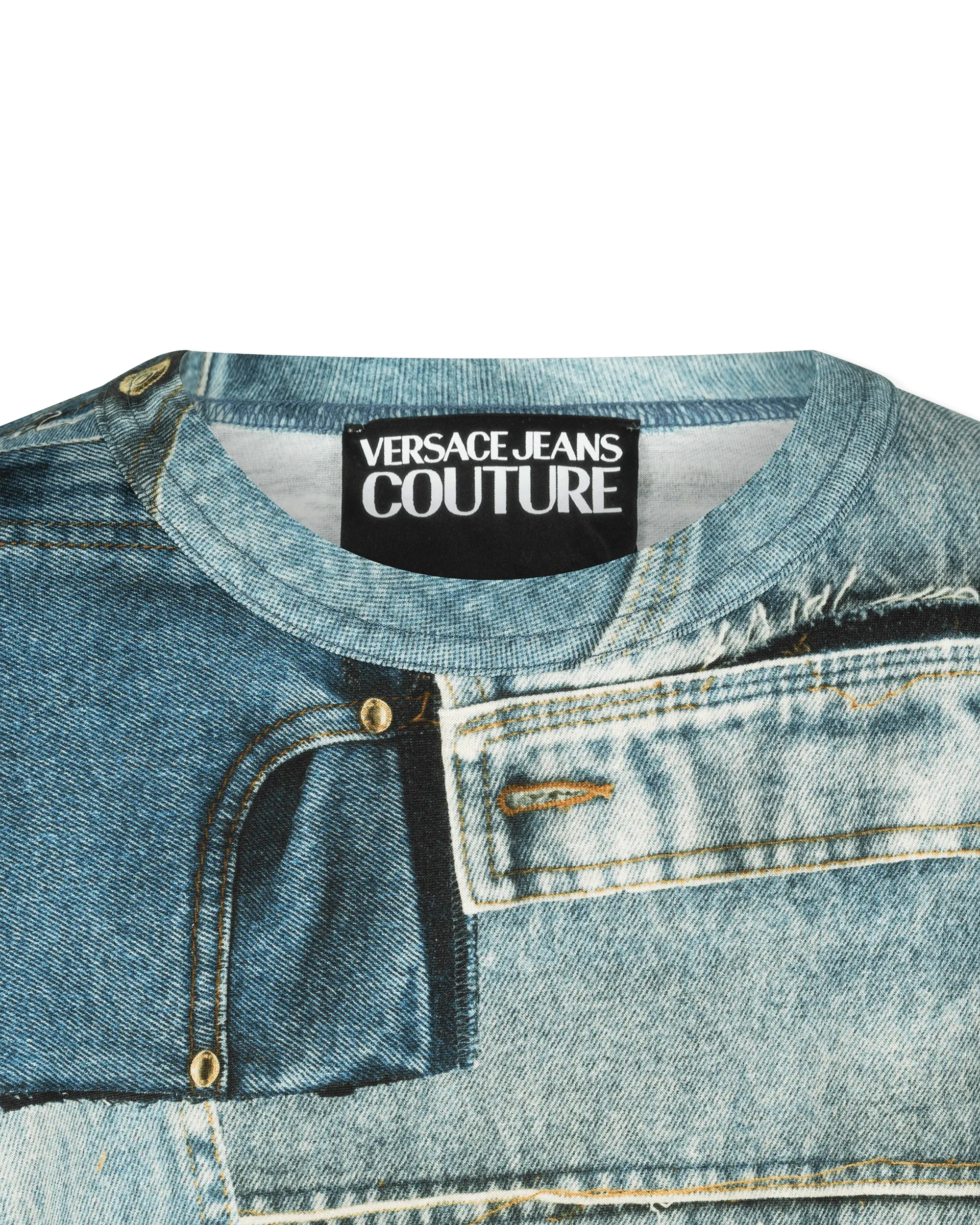 Denim Print Cotton T-Shirt - DIHSAN