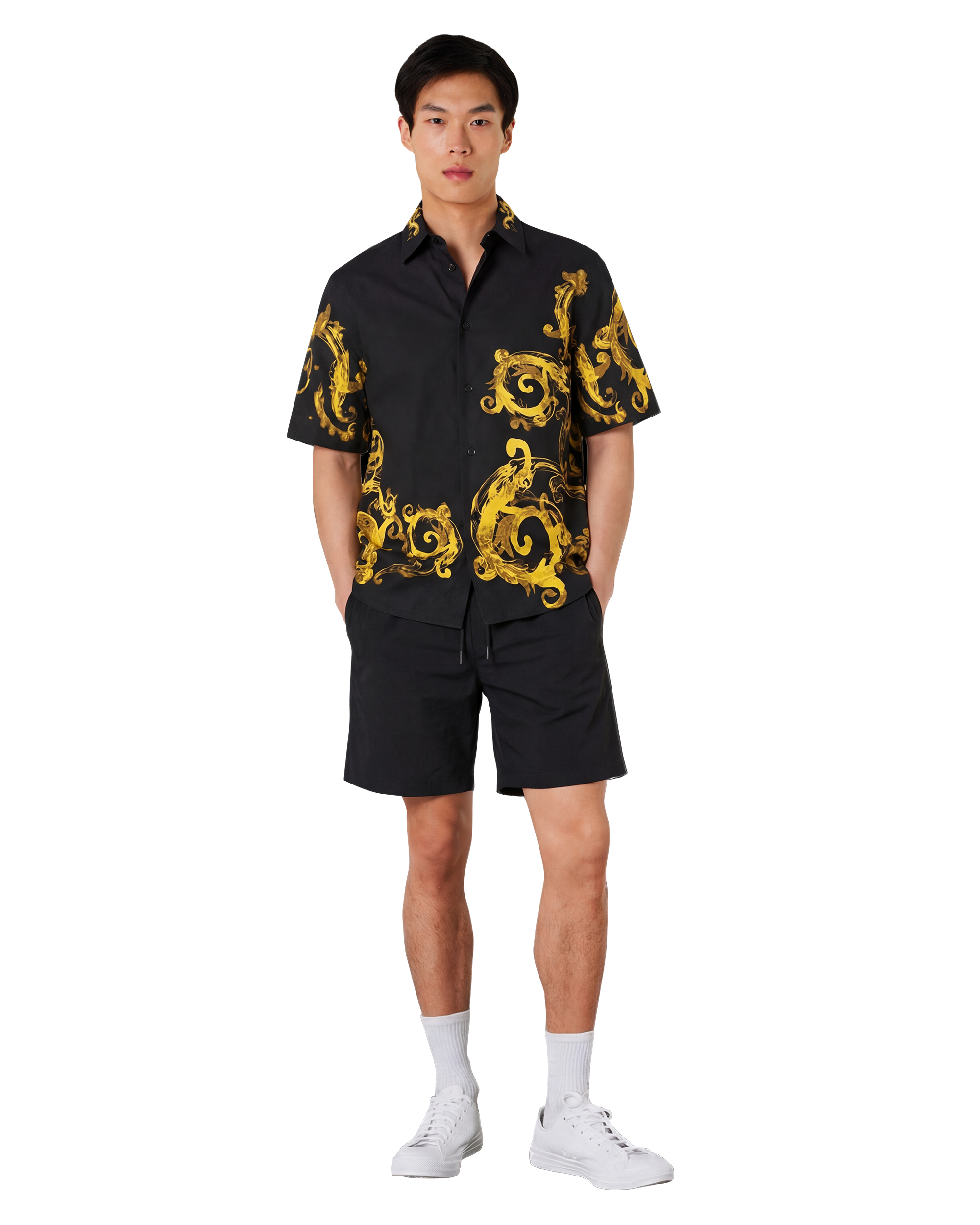 Watercolor Baroque Couture Short Sleeve Shirt