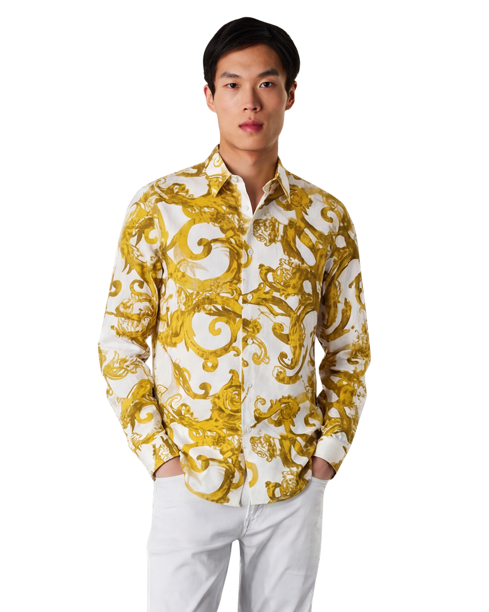 Watercolor Baroque Couture Long Sleeve Shirt