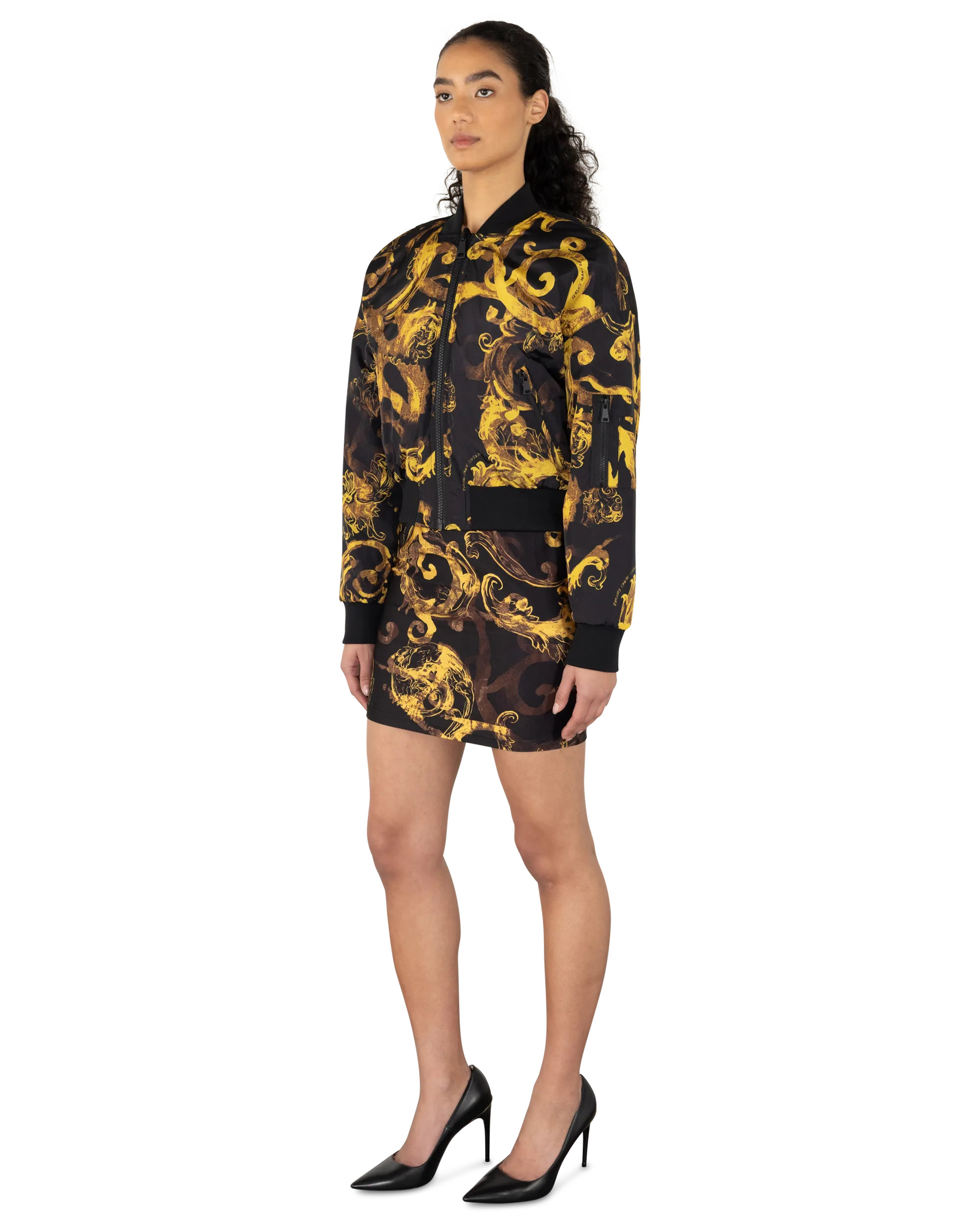 Watercolor Barocco Couture Reversible Bomber Jacket