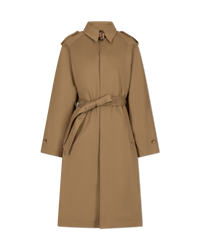Baroque Buckle Ruffled Trench Coat - DIHSAN