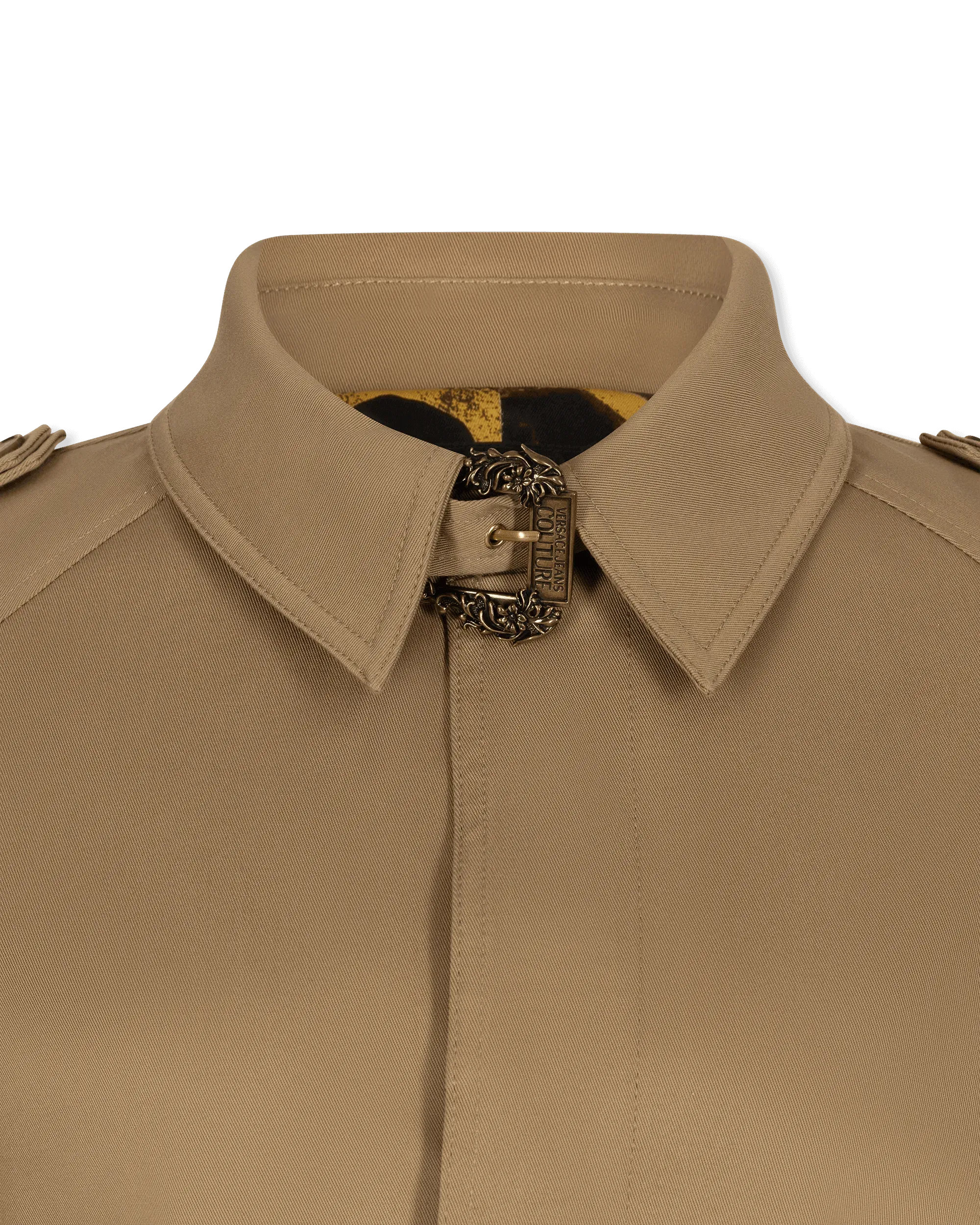 Baroque Buckle Ruffled Trench Coat - DIHSAN