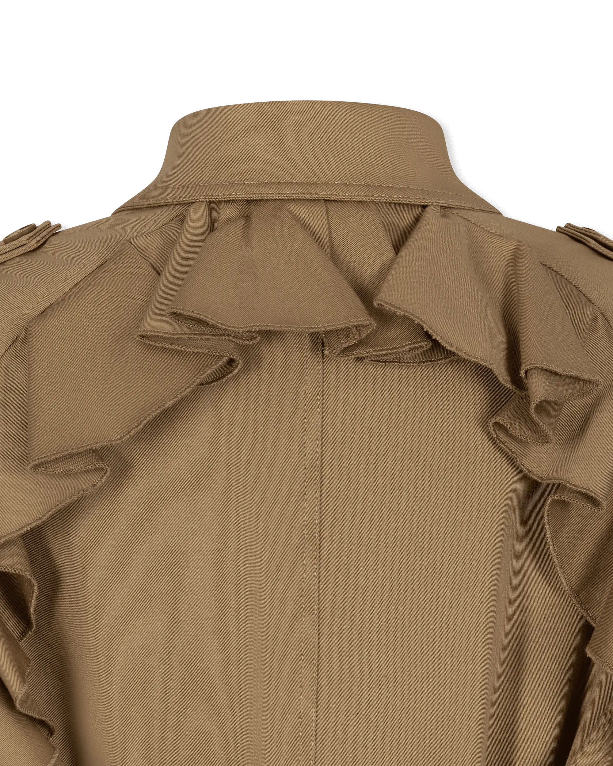 Baroque Buckle Ruffled Trench Coat - DIHSAN