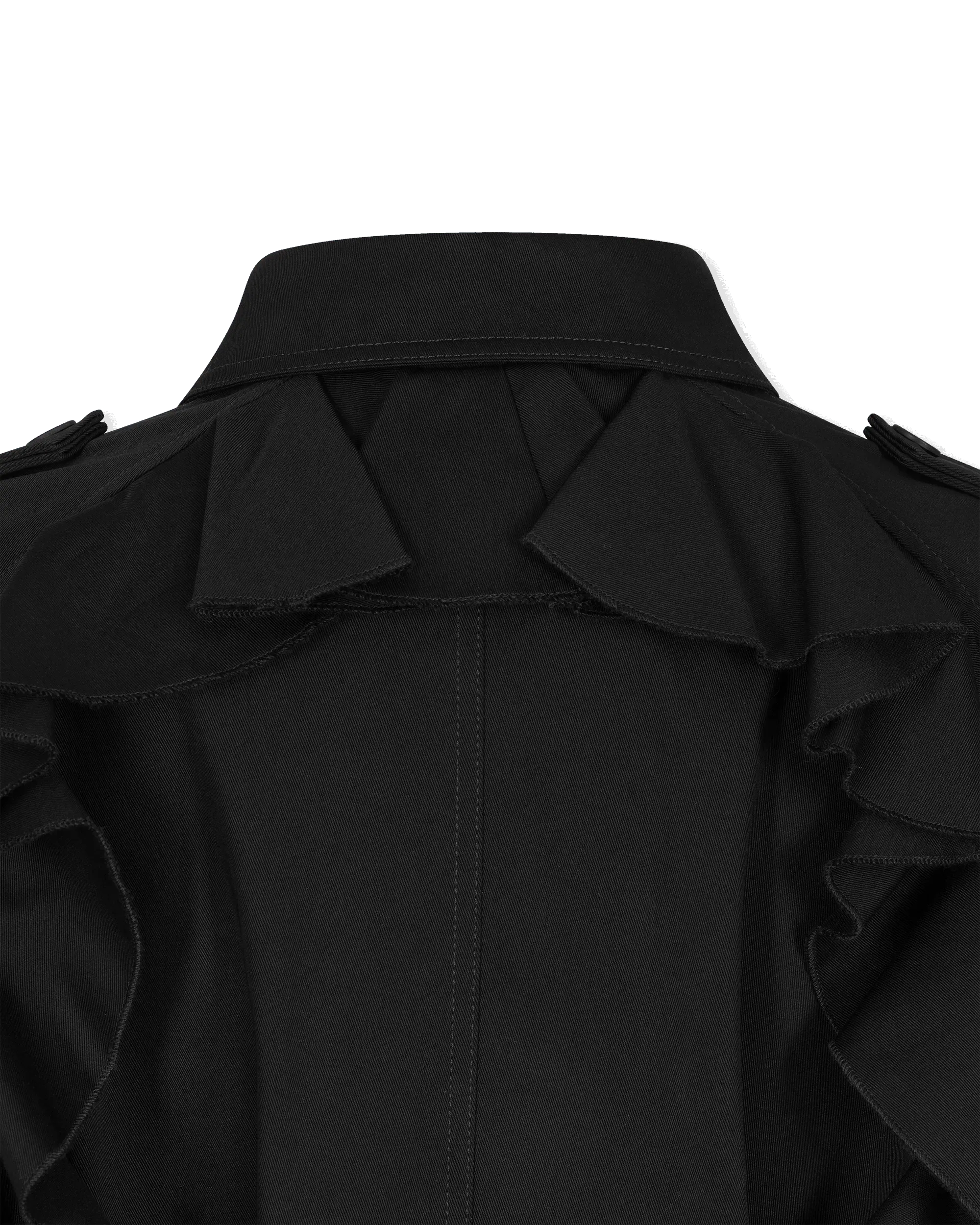 Baroque Buckle Ruffled Trench Coat - DIHSAN