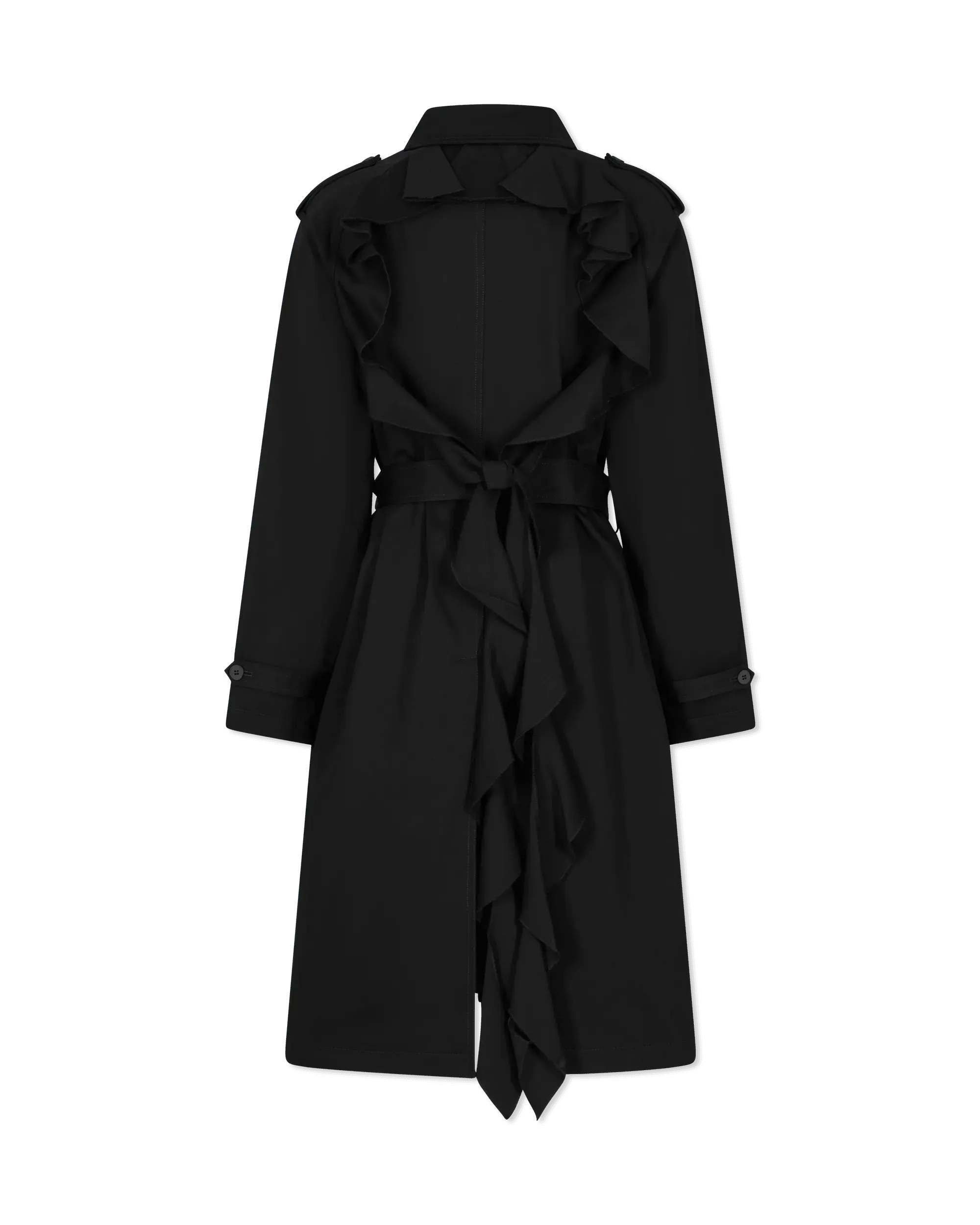 Baroque Buckle Ruffled Trench Coat - DIHSAN