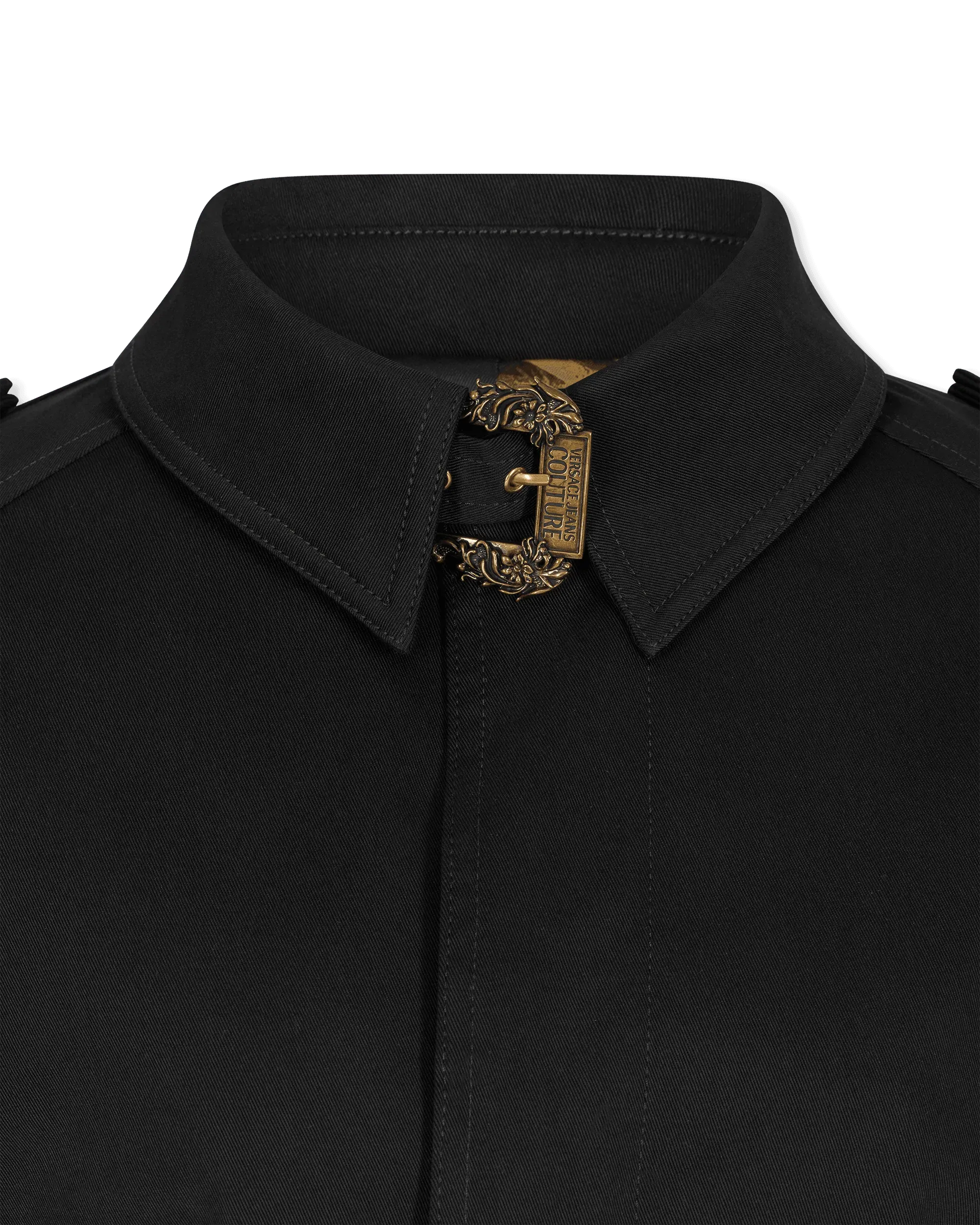 Baroque Buckle Ruffled Trench Coat - DIHSAN