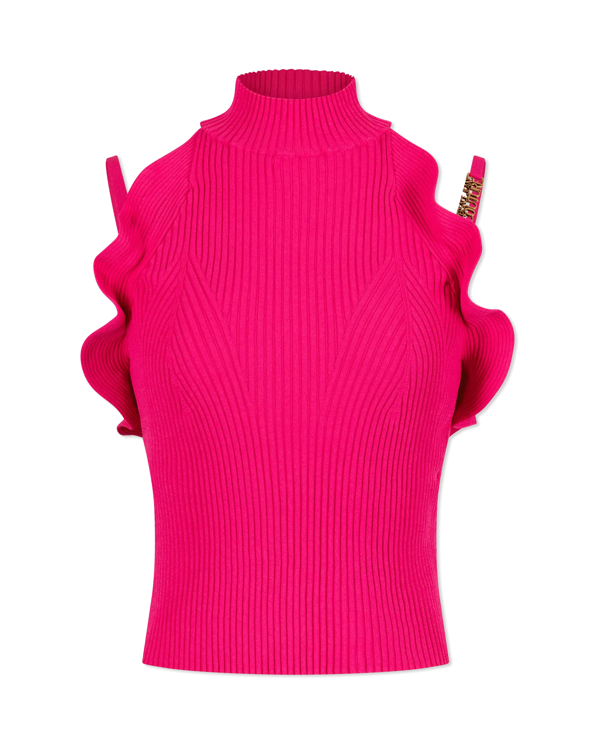 Ruffled Halterneck Knit Tank Top - DIHSAN