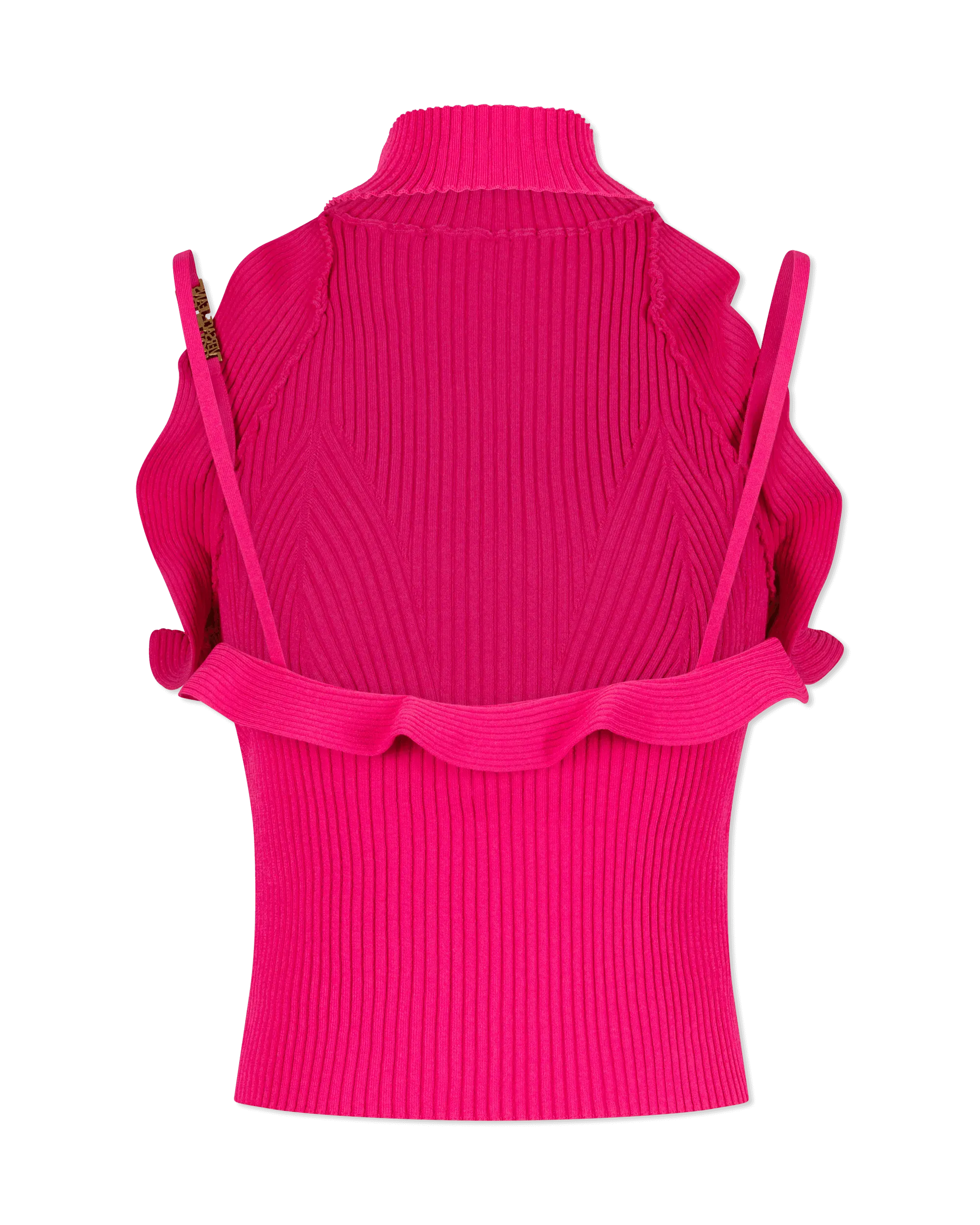 Ruffled Halterneck Knit Tank Top - DIHSAN