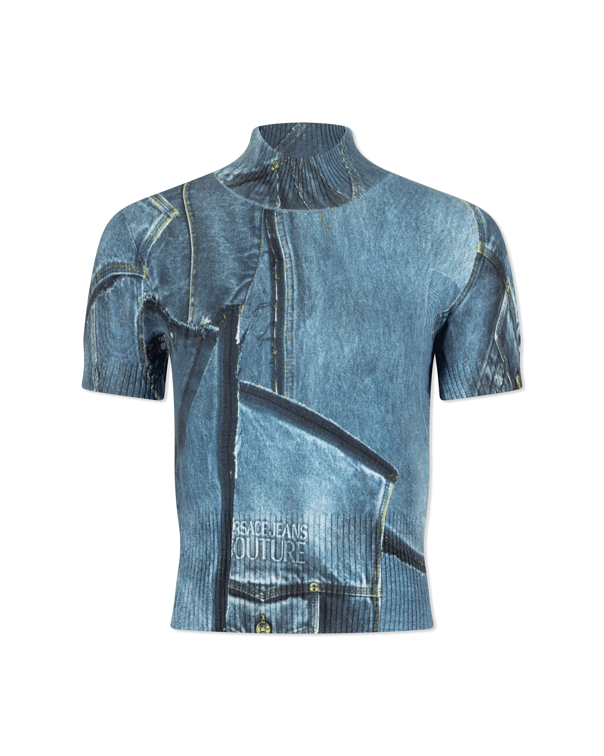 Denim Patchwork Knit Sweater - DIHSAN