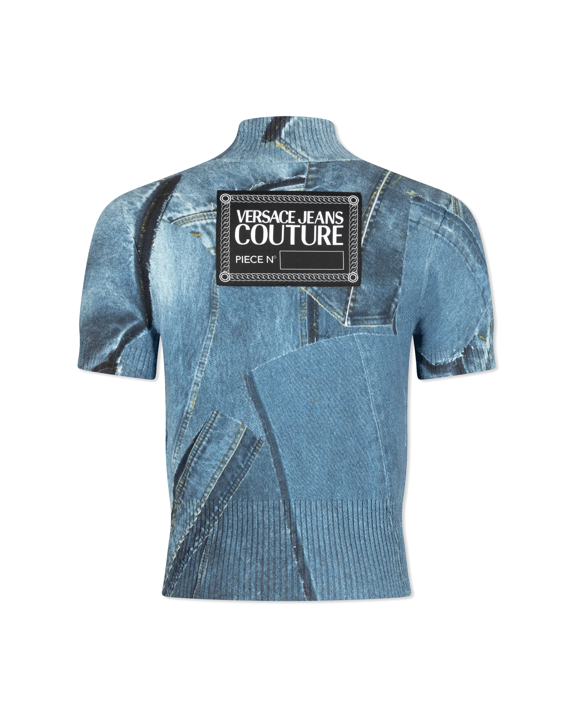 Denim Patchwork Knit Sweater - DIHSAN