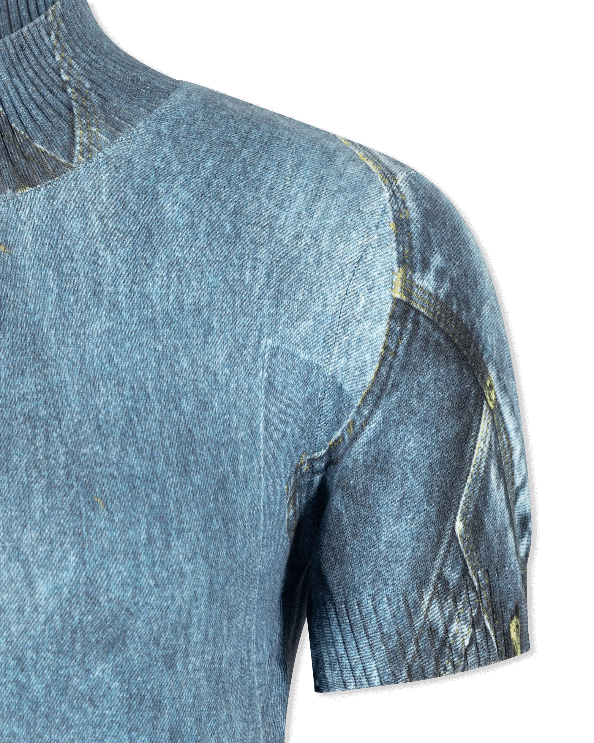 Denim Patchwork Knit Sweater - DIHSAN