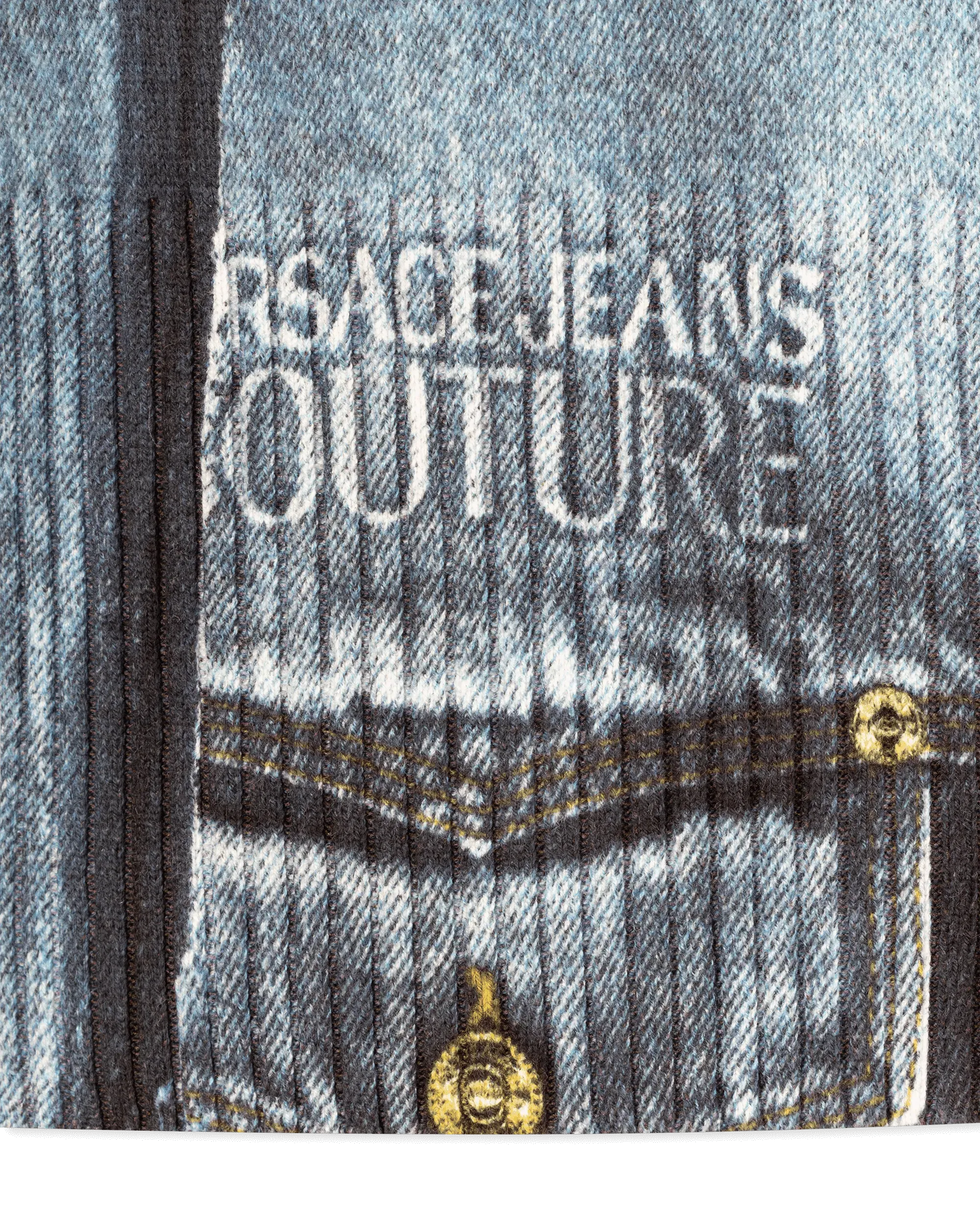 Denim Patchwork Knit Sweater - DIHSAN