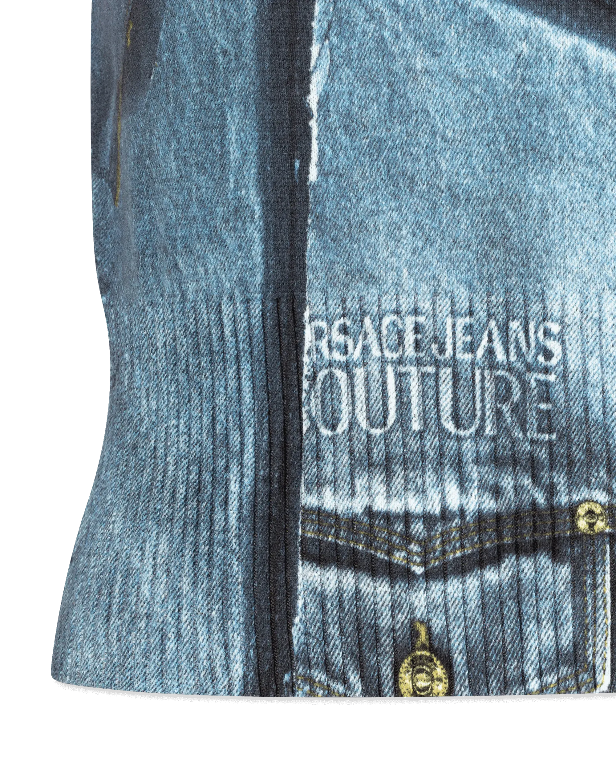 Denim Patchwork Knit Sweater - DIHSAN