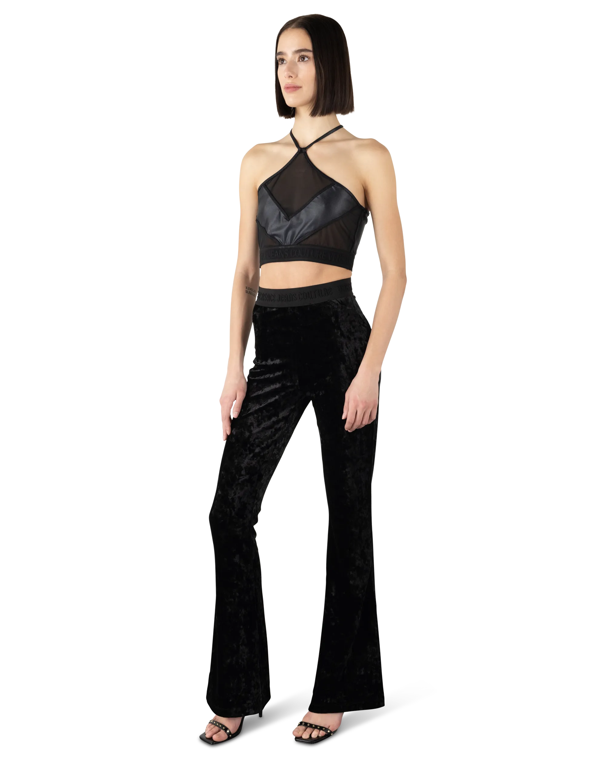 Sheer Panelled Cropped Top