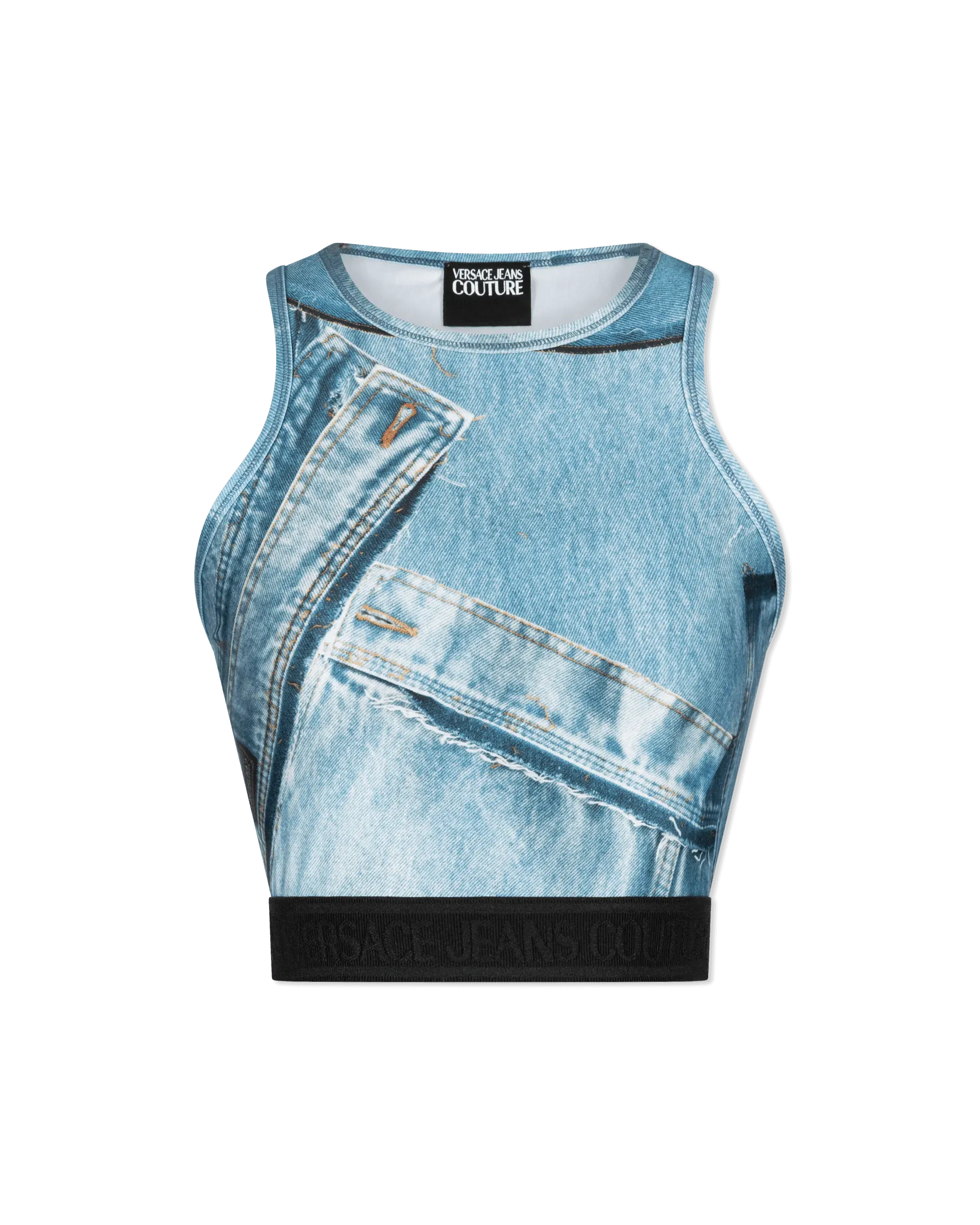 Denim Patchwork Crop Top - DIHSAN