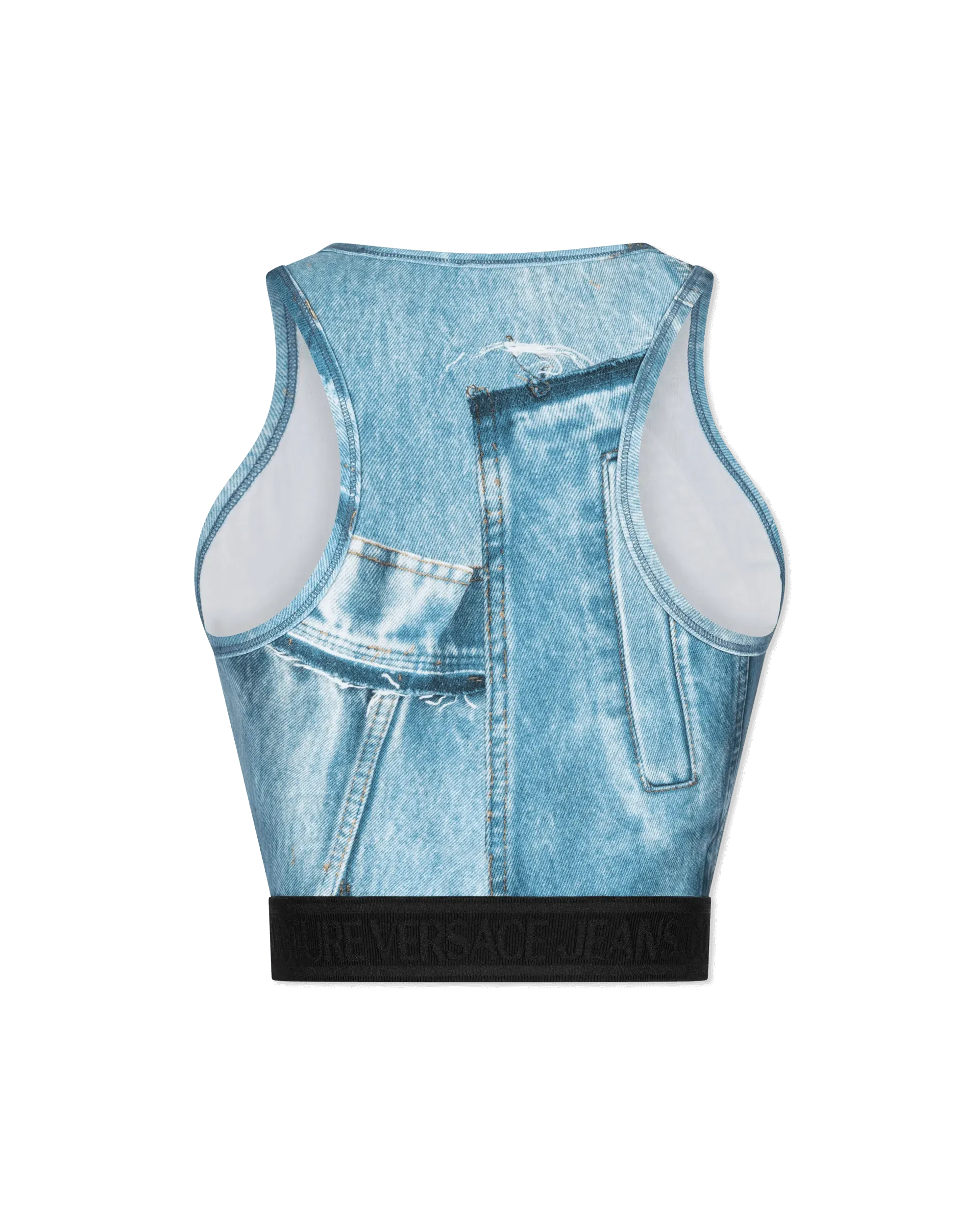 Denim Patchwork Crop Top - DIHSAN