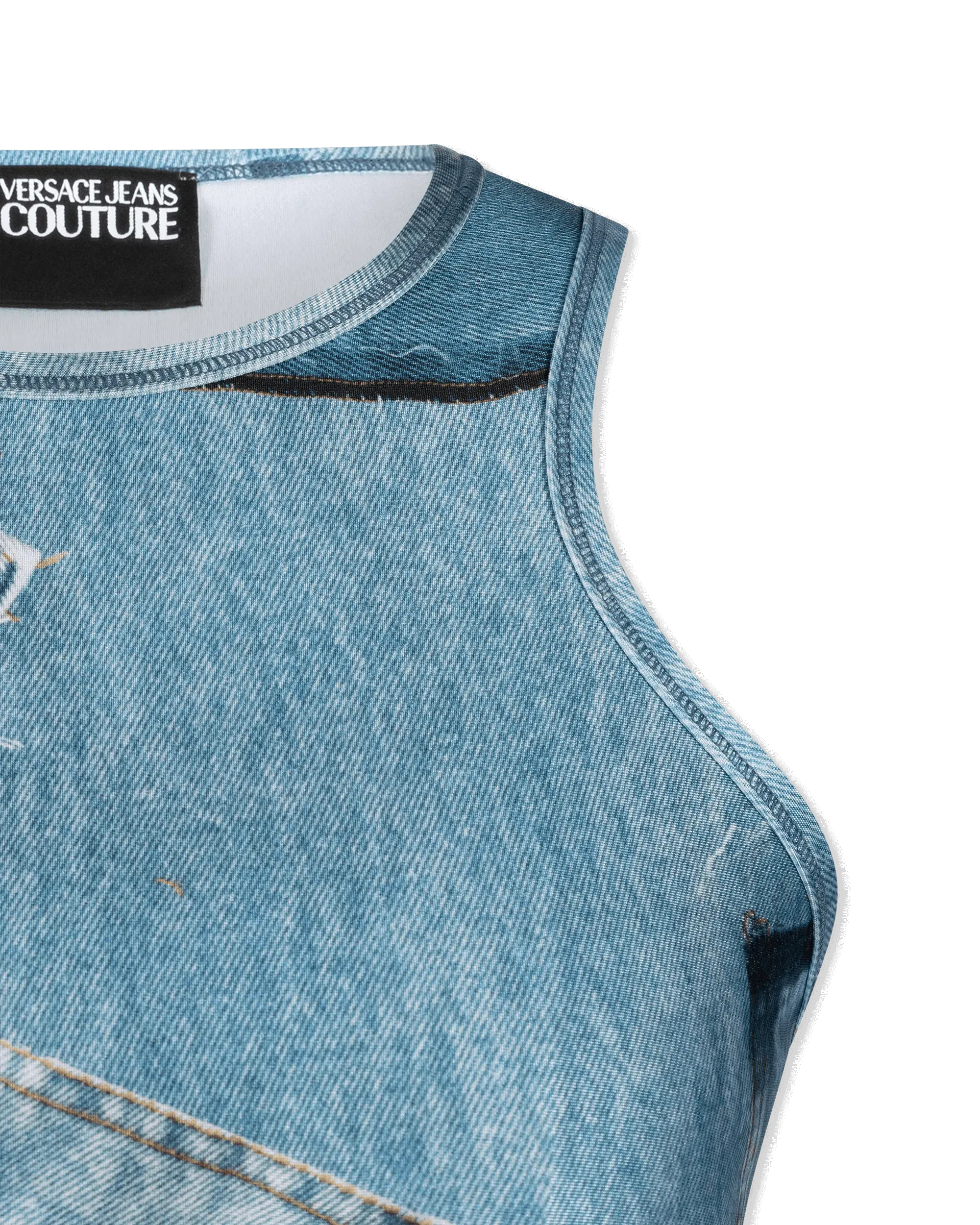 Denim Patchwork Crop Top - DIHSAN