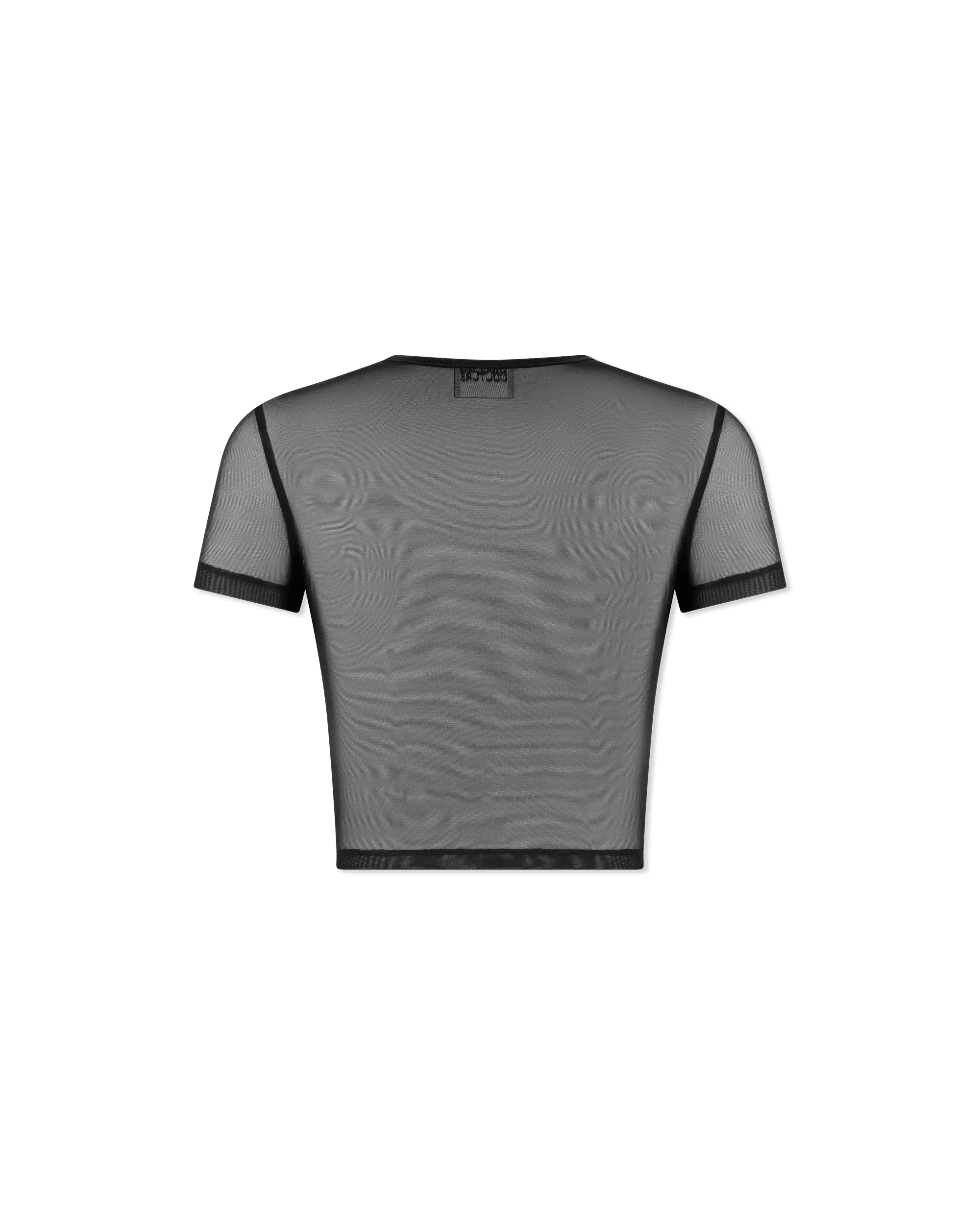 Logo Patch Mesh Cropped T-Shirt - DIHSAN
