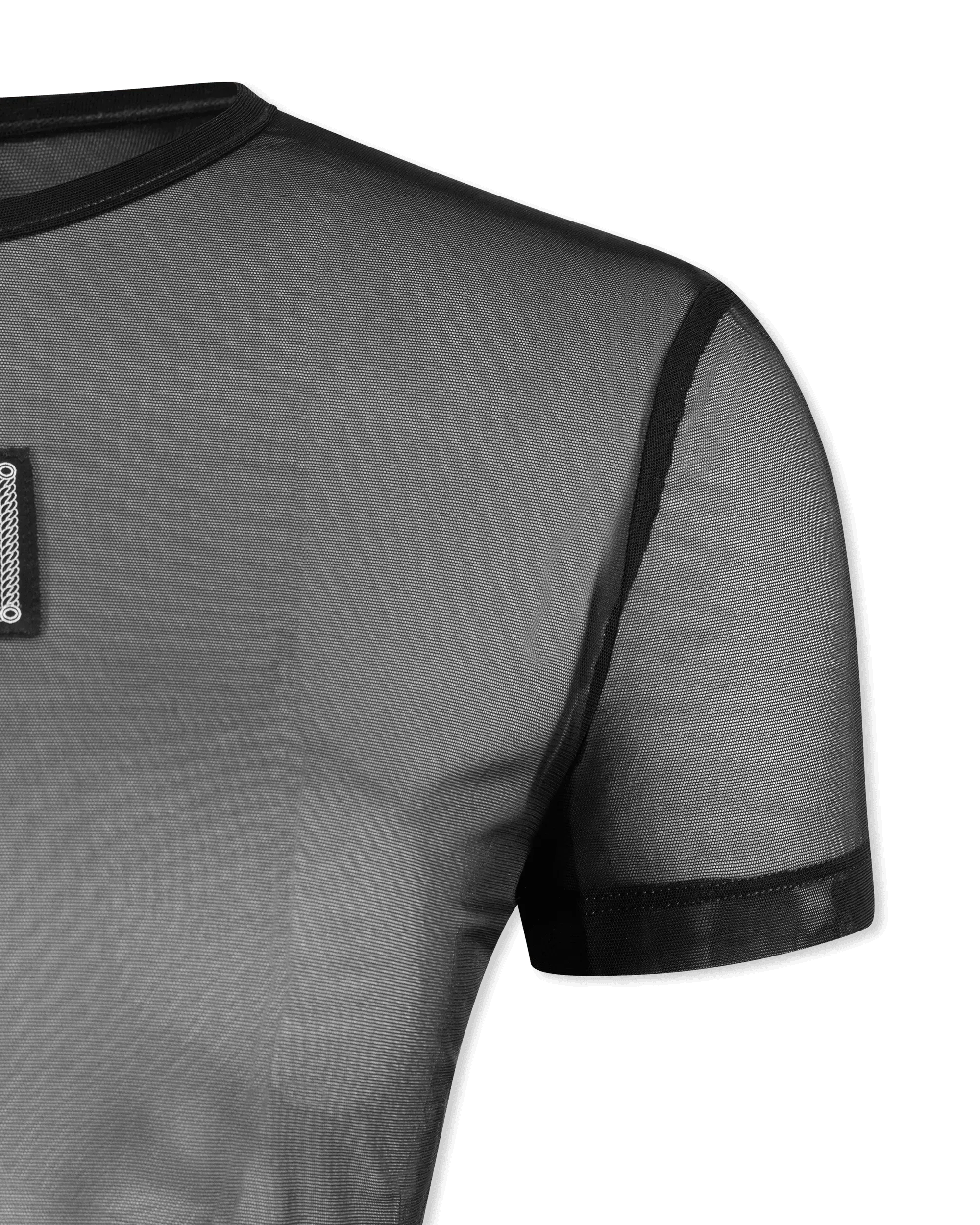 Logo Patch Mesh Cropped T-Shirt - DIHSAN