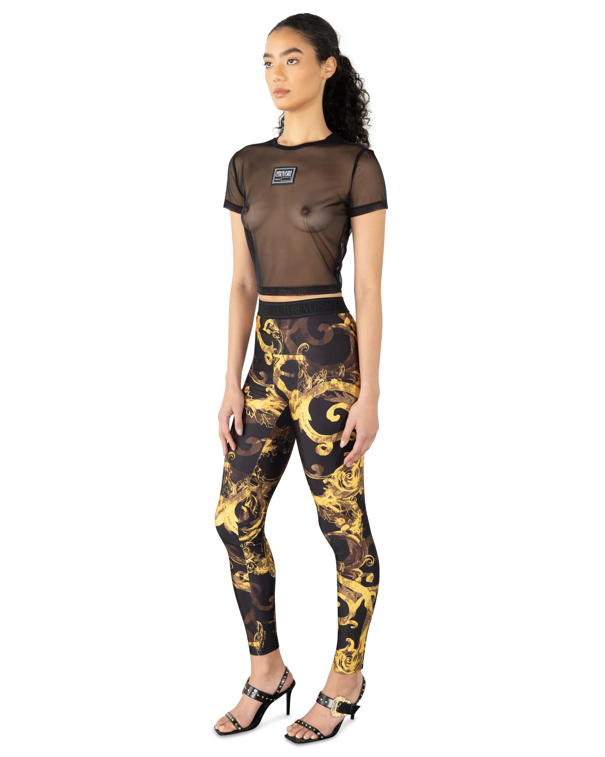 Logo Patch Mesh Cropped T-Shirt