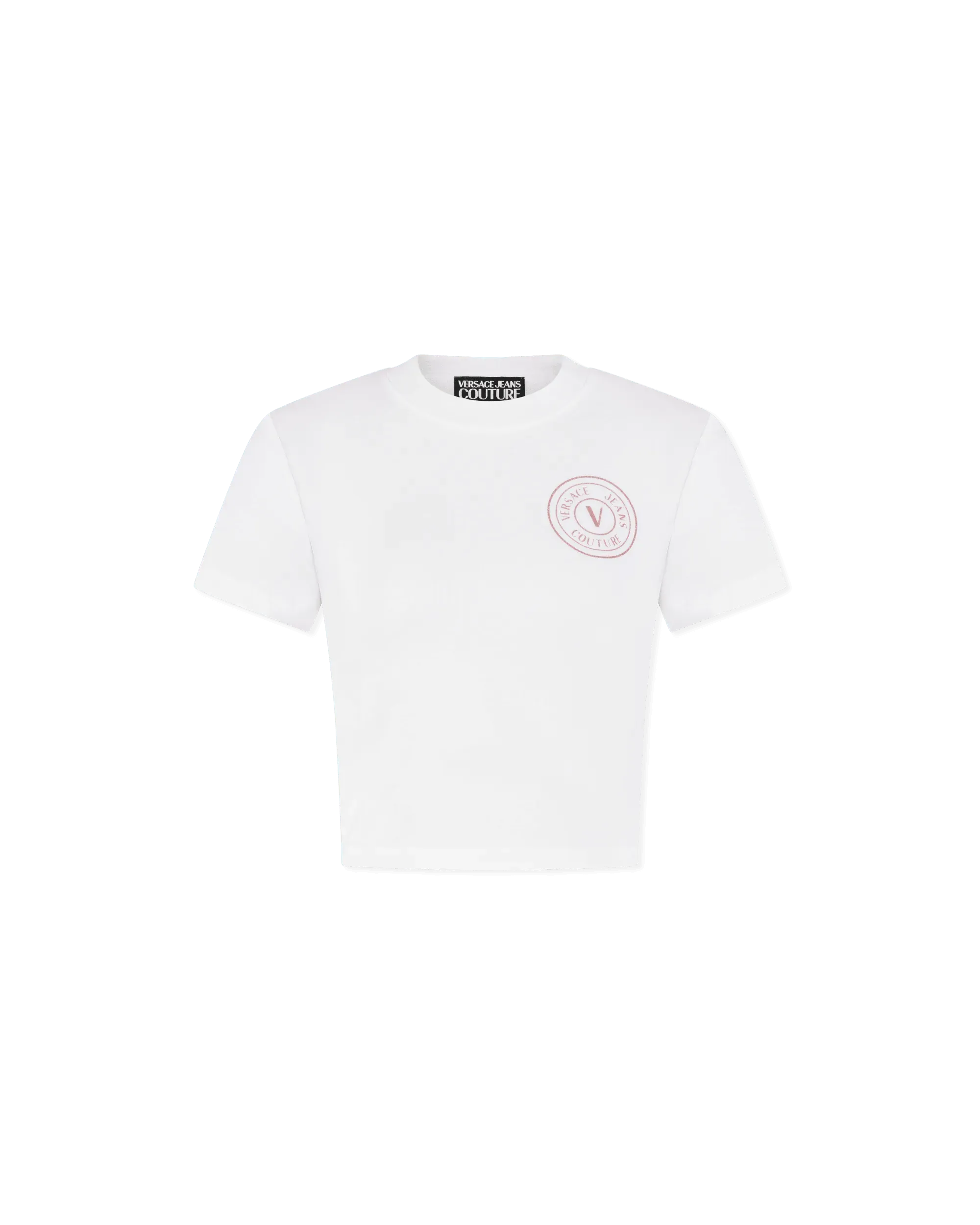 Glitter V-Emblem Cropped T-Shirt - DIHSAN