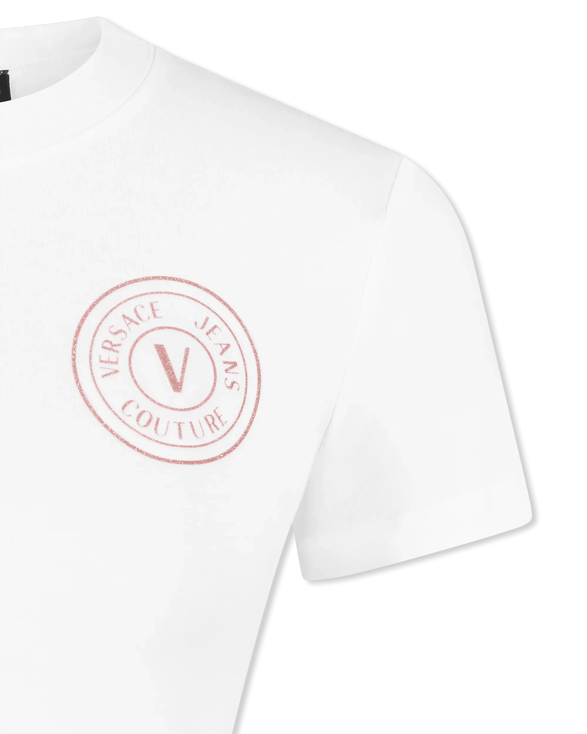 Glitter V-Emblem Cropped T-Shirt - DIHSAN