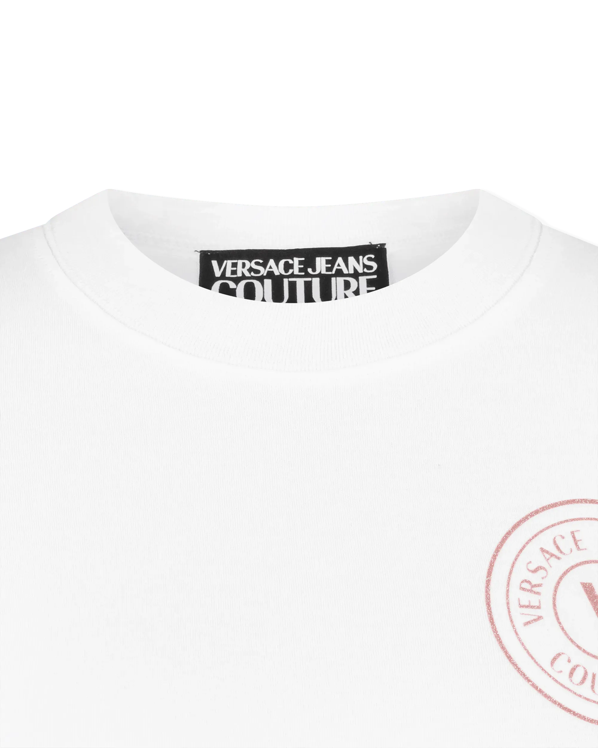Glitter V-Emblem Cropped T-Shirt - DIHSAN