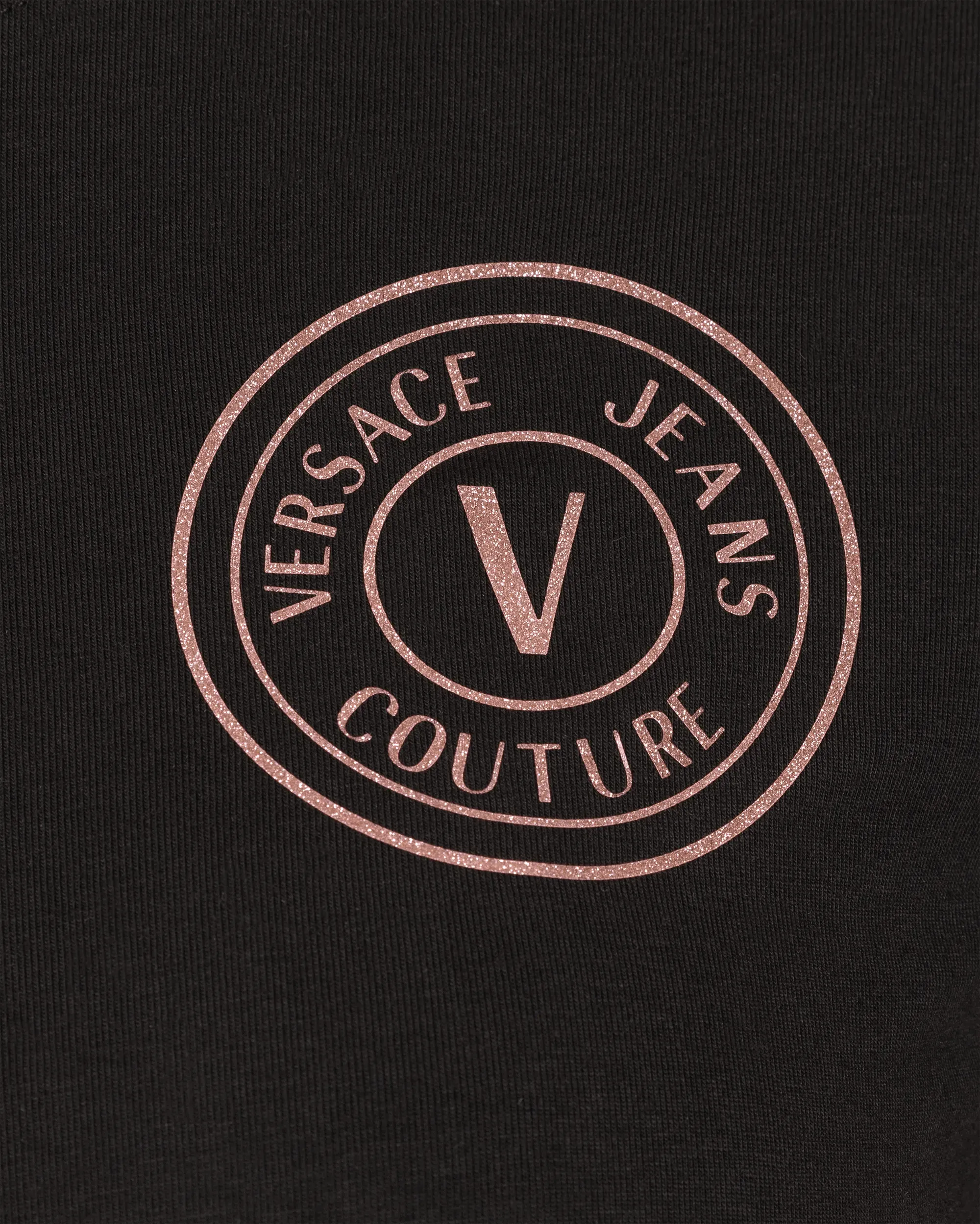 Glitter V-Emblem Cropped T-Shirt - DIHSAN