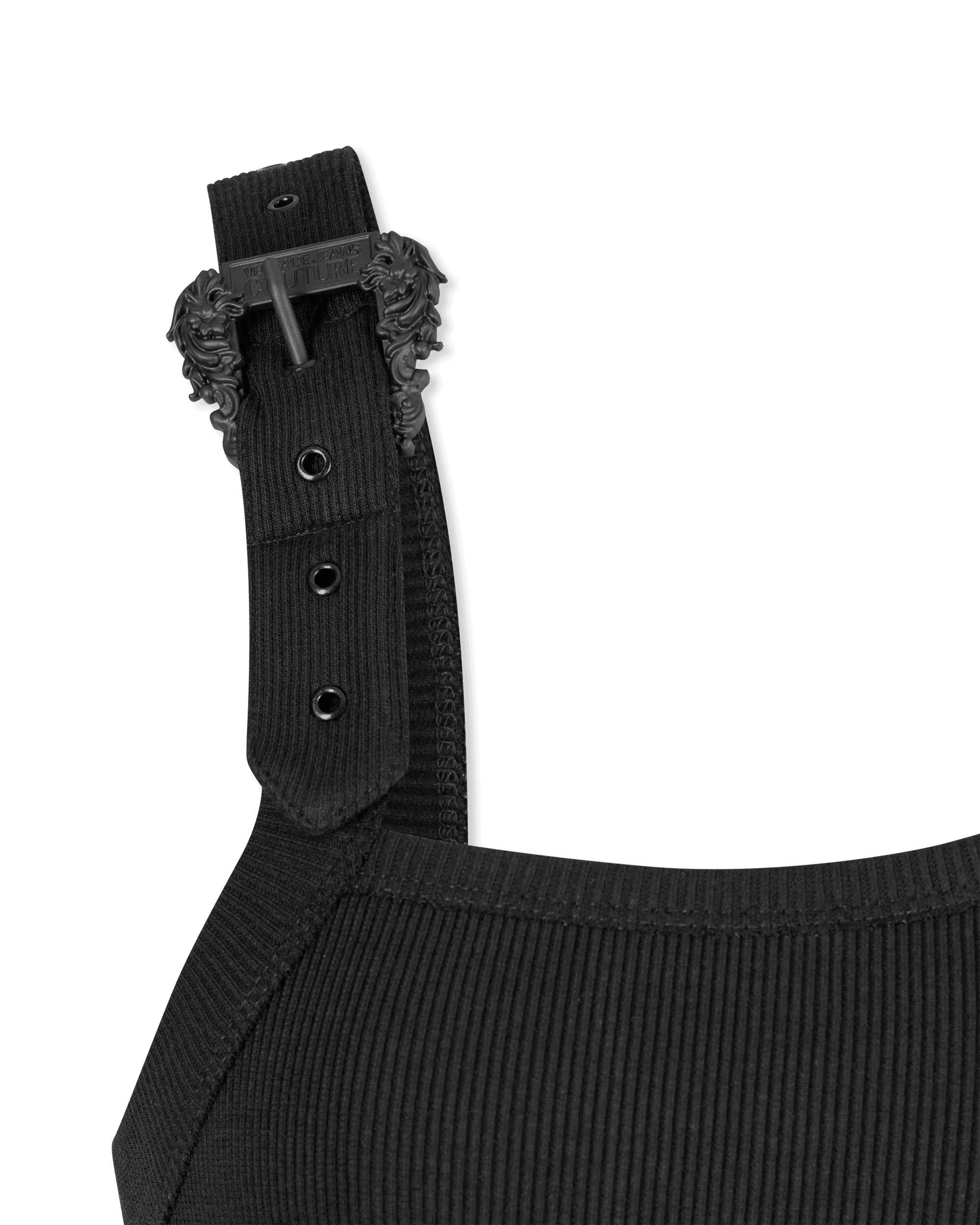 Baroque Buckle Ribbed Tank Top - DIHSAN