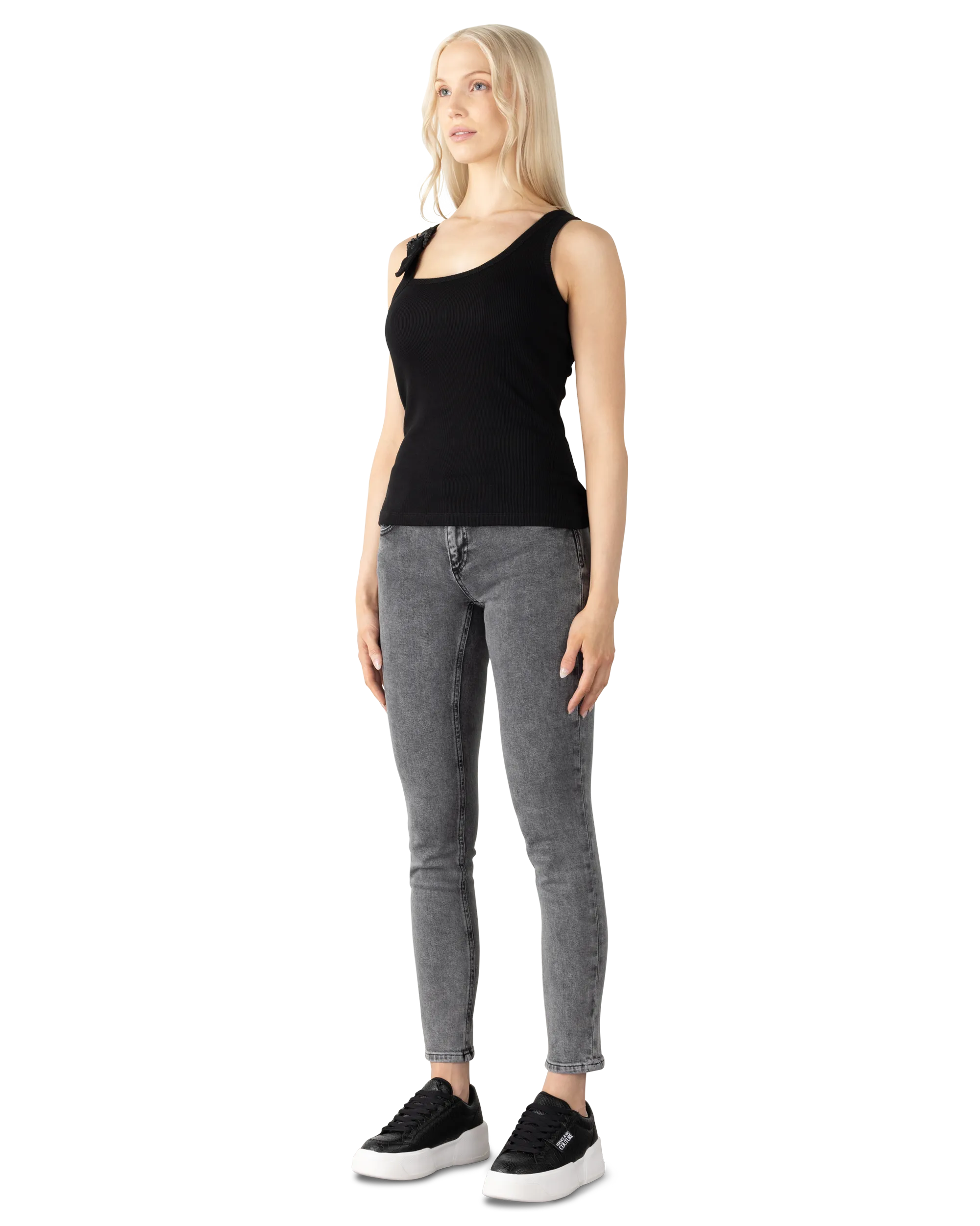 Baroque Buckle Ribbed Tank Top