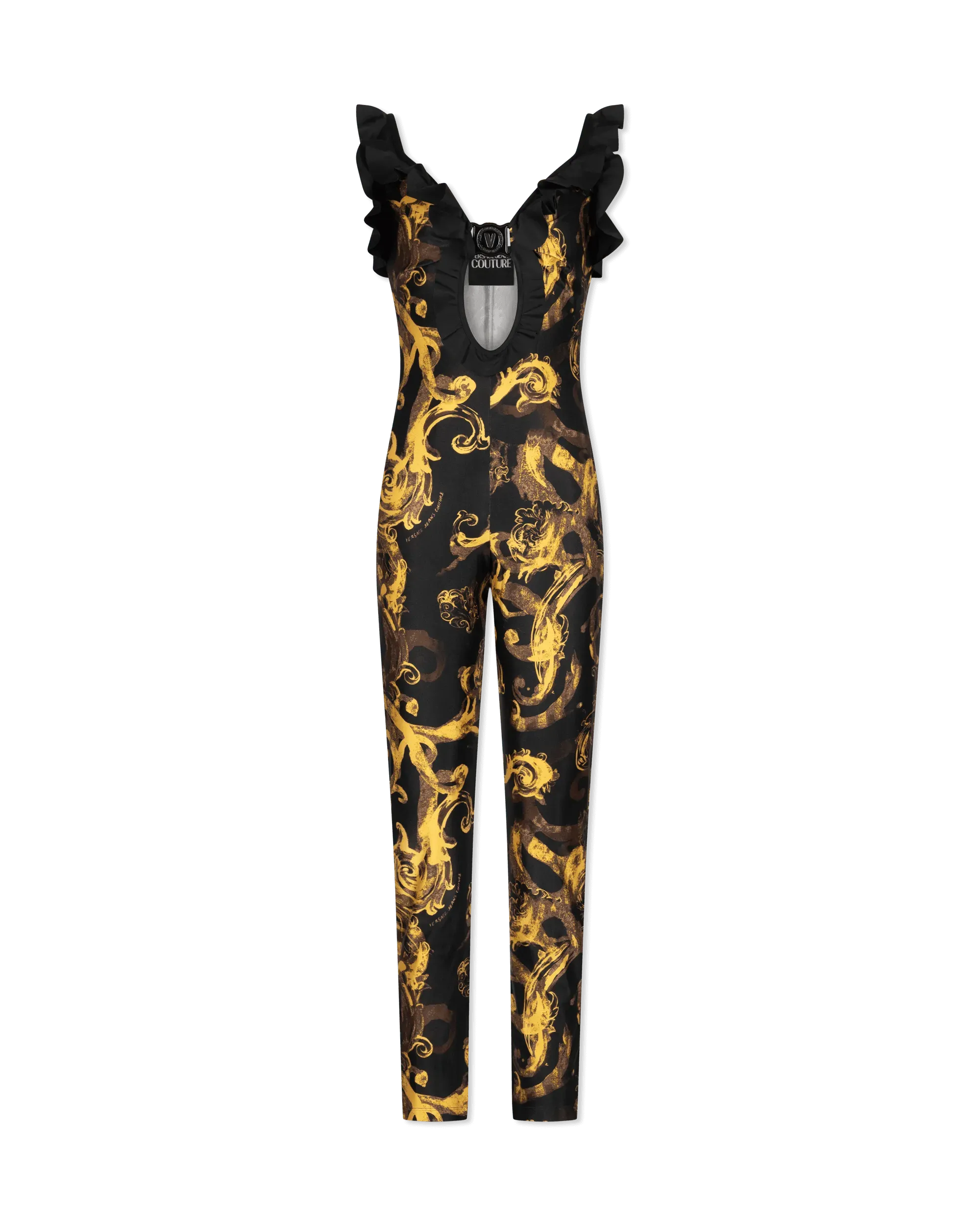 Watercolor Baroque Cut-Out Sleeveless Jumpsuit - DIHSAN