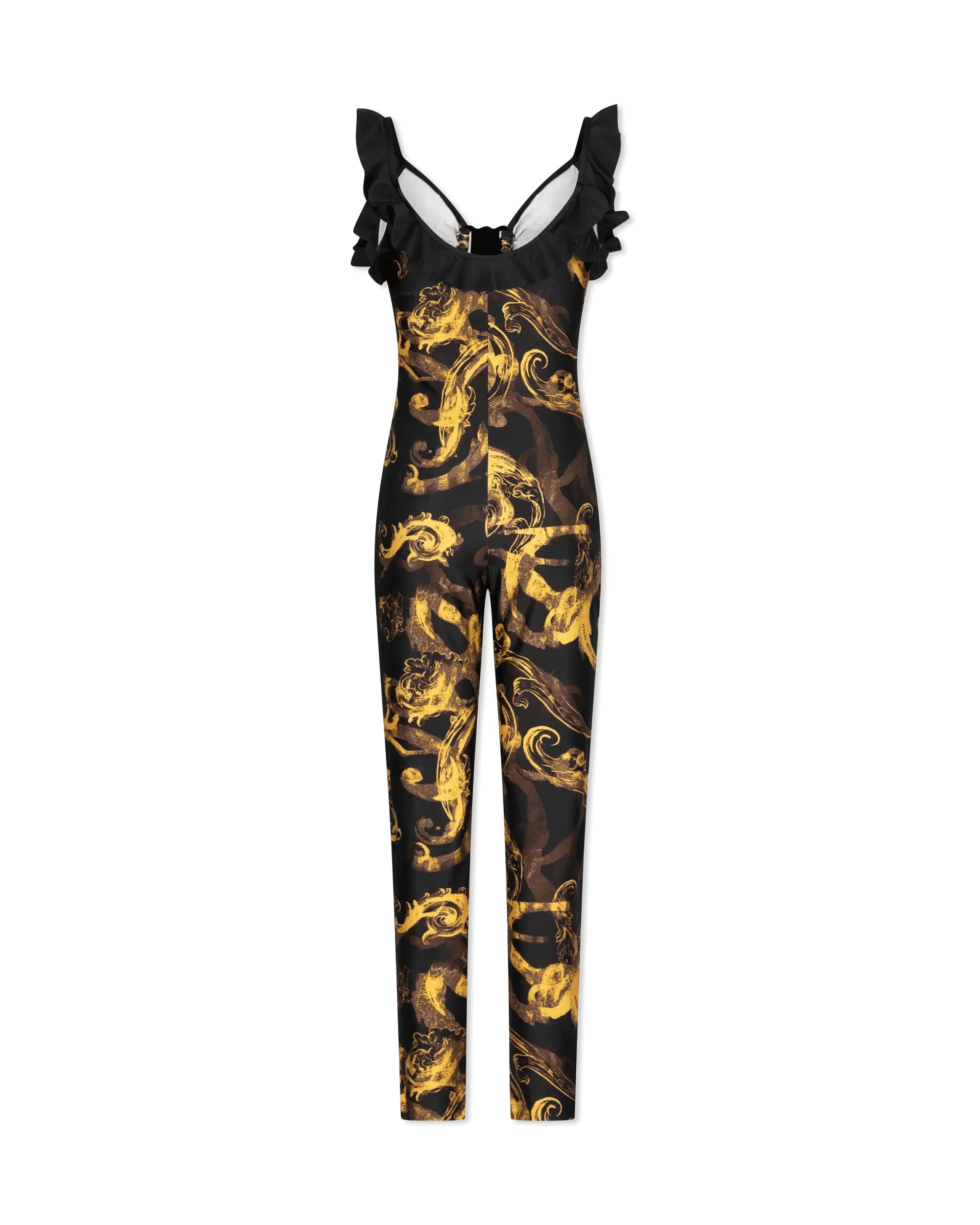 Watercolor Baroque Cut-Out Sleeveless Jumpsuit - DIHSAN