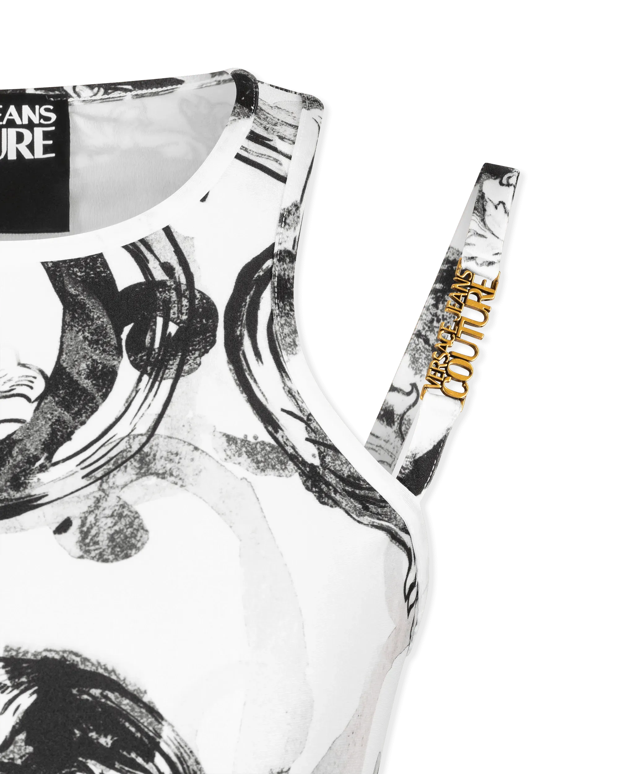 Watercolor Baroque Printed Double Strap Mini Dress - DIHSAN