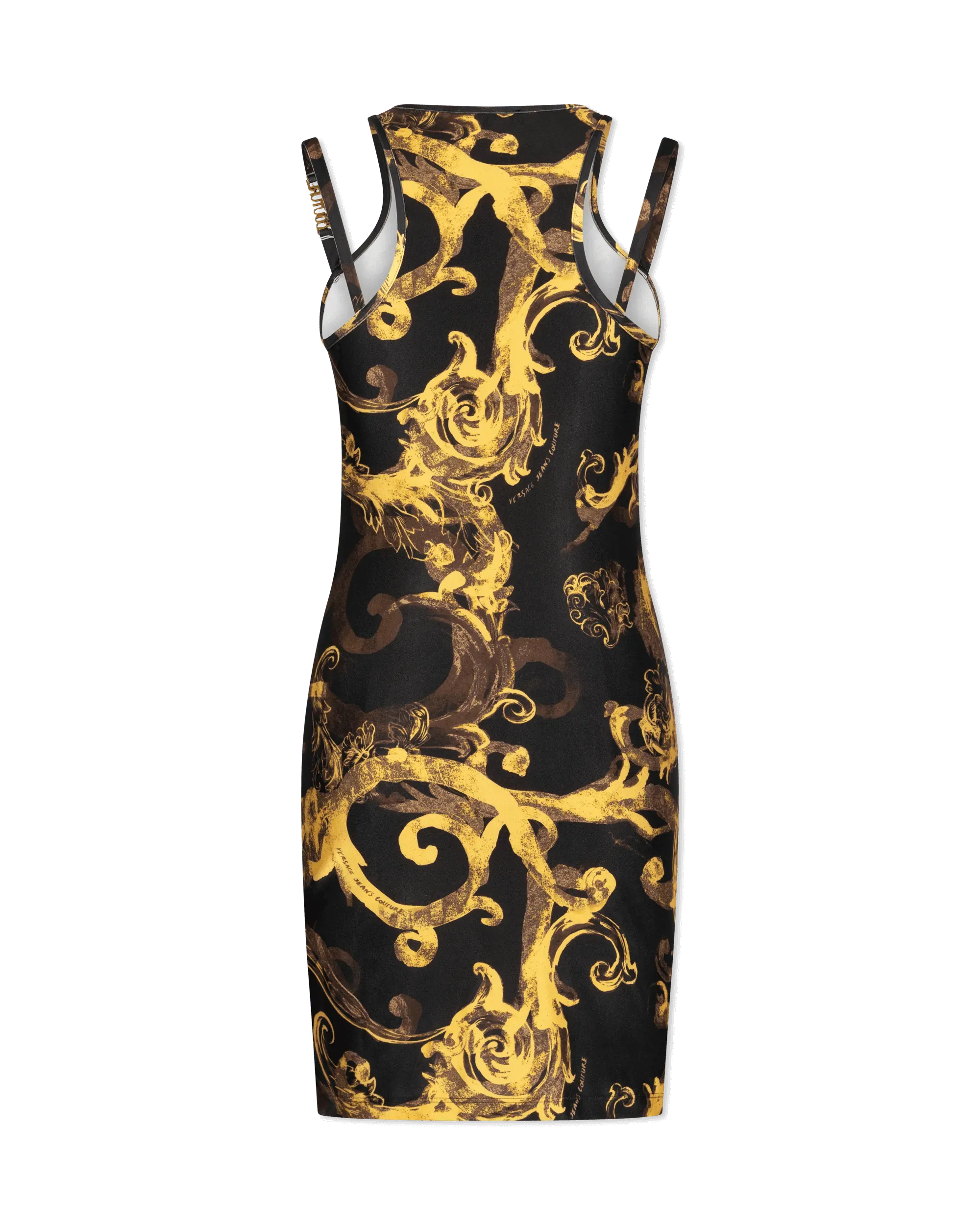 Watercolor Baroque Printed Double Strap Mini Dress - DIHSAN