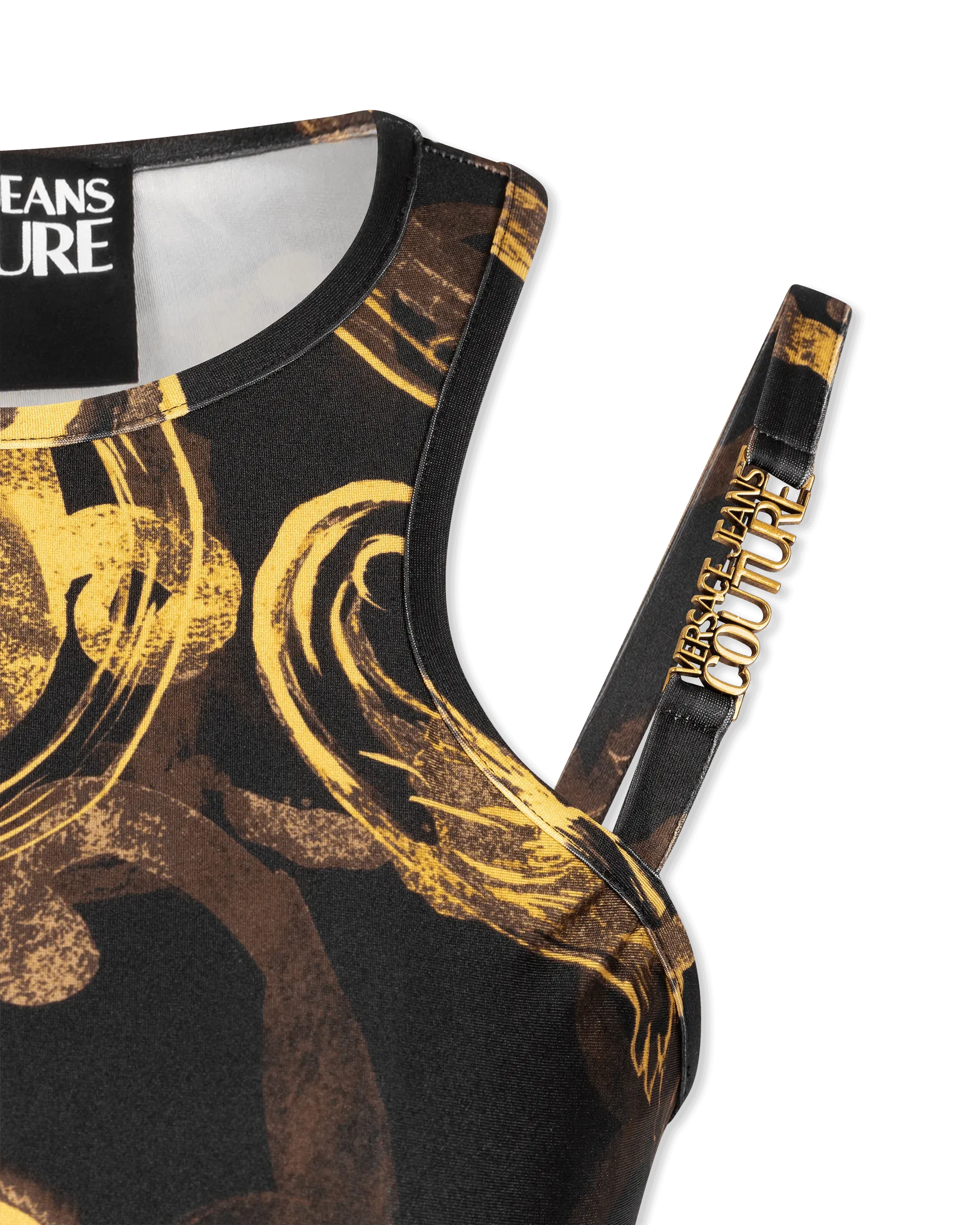 Watercolor Baroque Printed Double Strap Mini Dress - DIHSAN