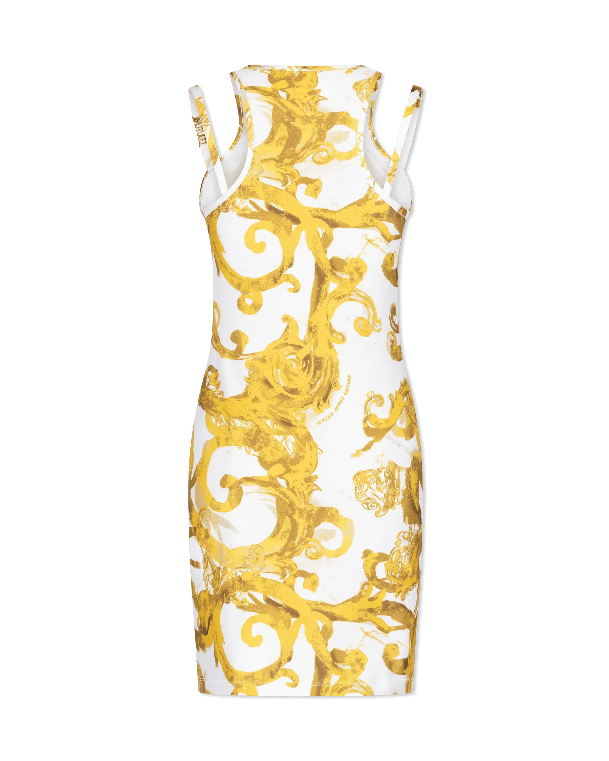 Watercolor Baroque Printed Double Strap Mini Dress - DIHSAN