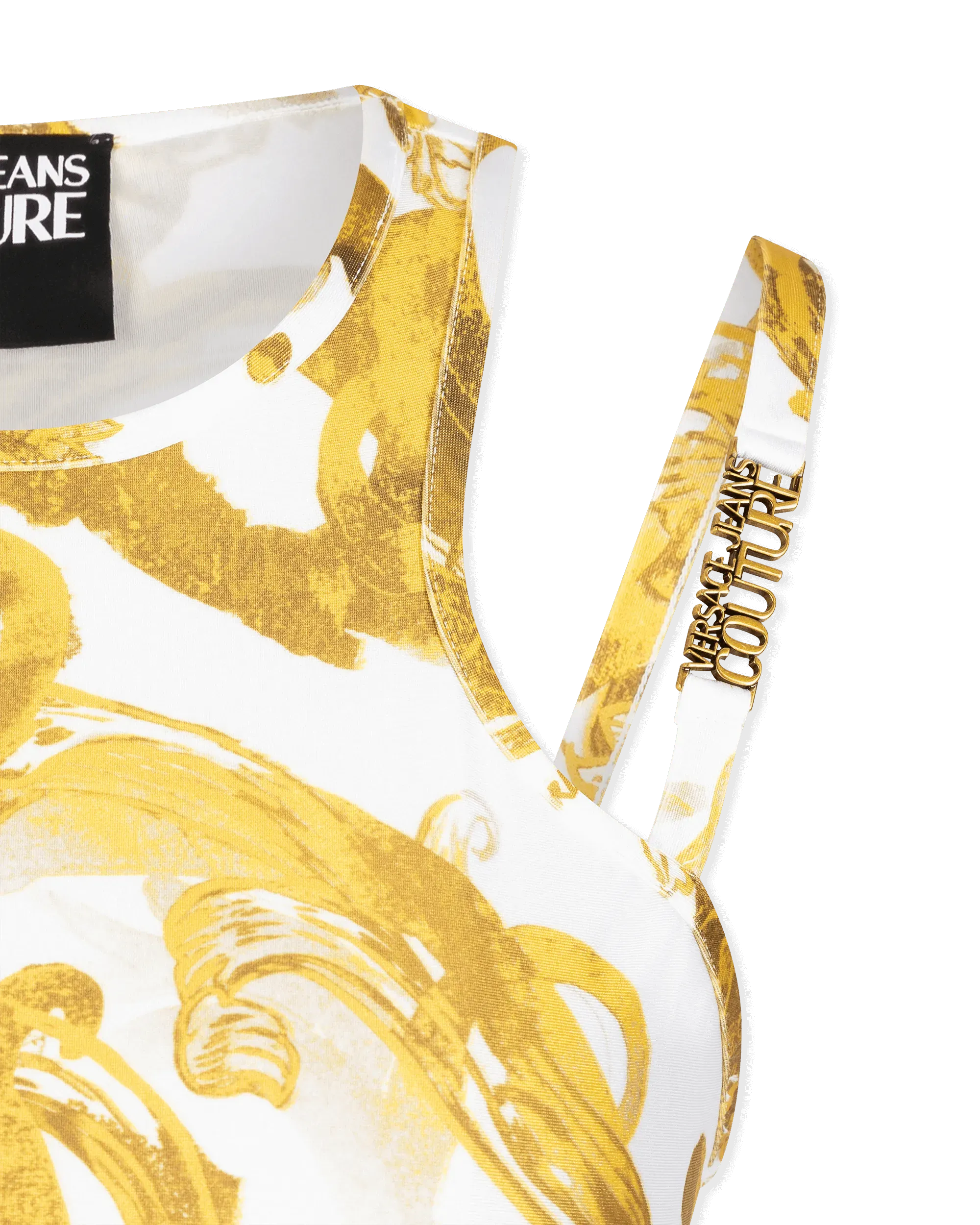 Watercolor Baroque Printed Double Strap Mini Dress - DIHSAN