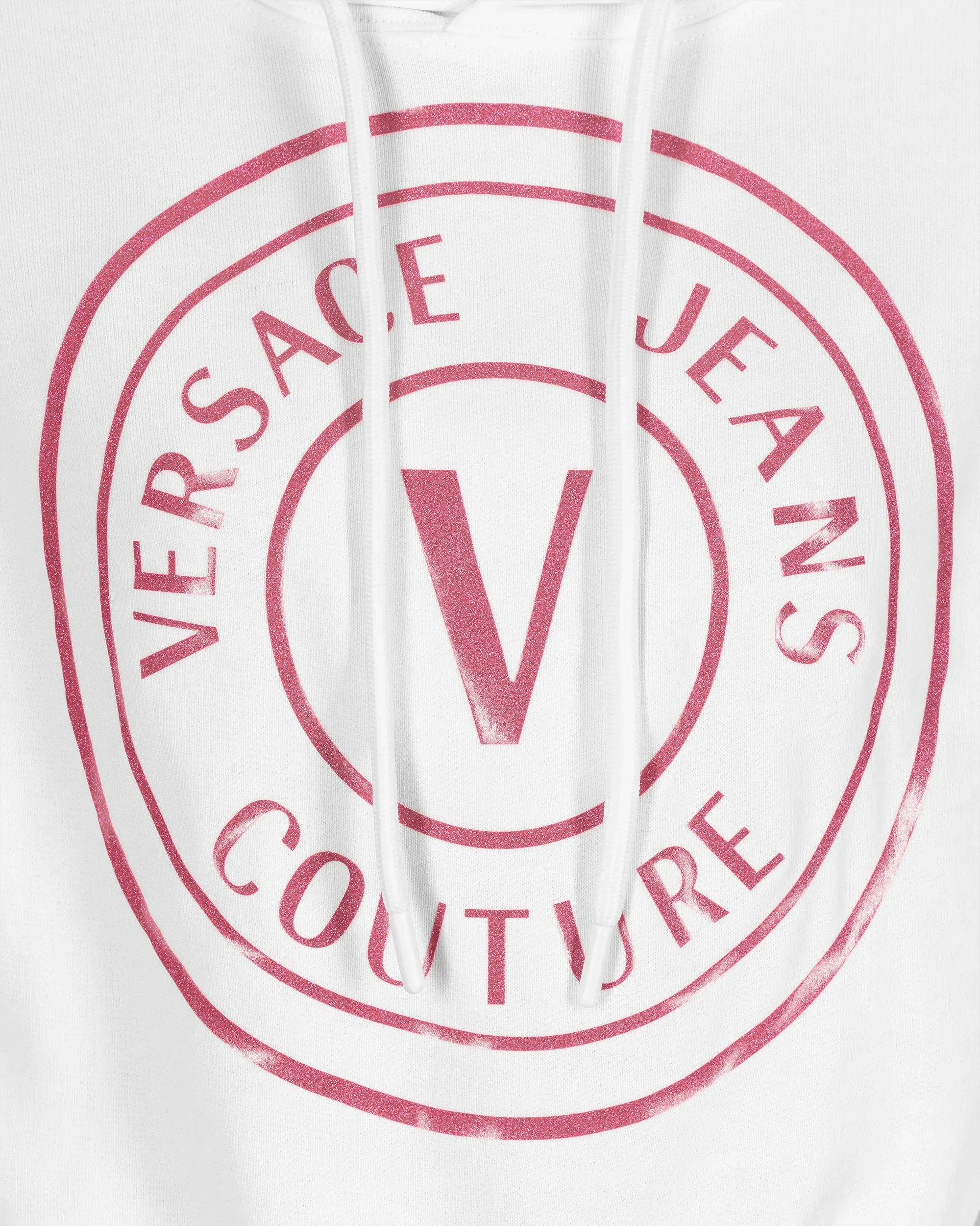 Glitter V-Emblem Cropped Hoodie - DIHSAN