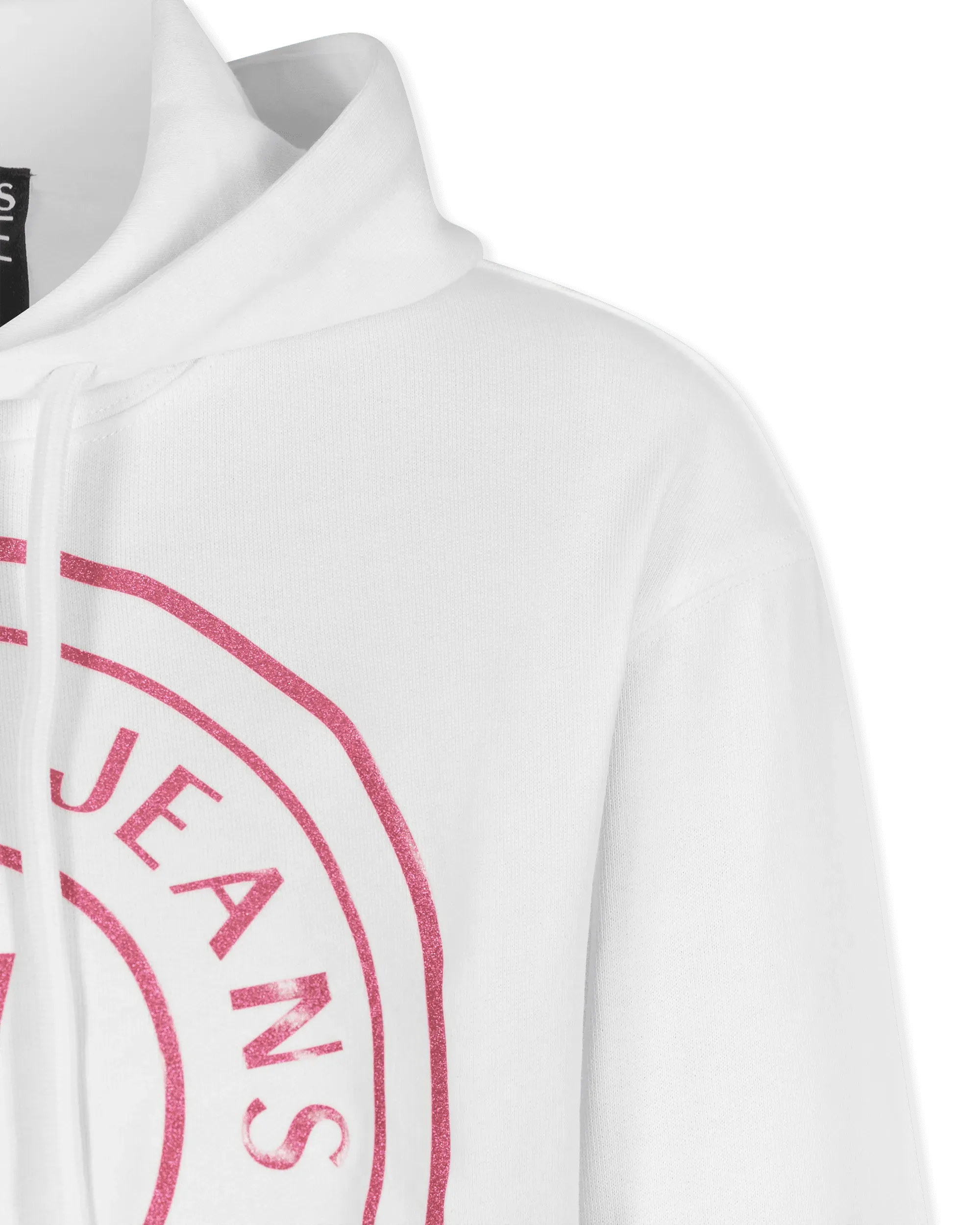 Glitter V-Emblem Cropped Hoodie - DIHSAN