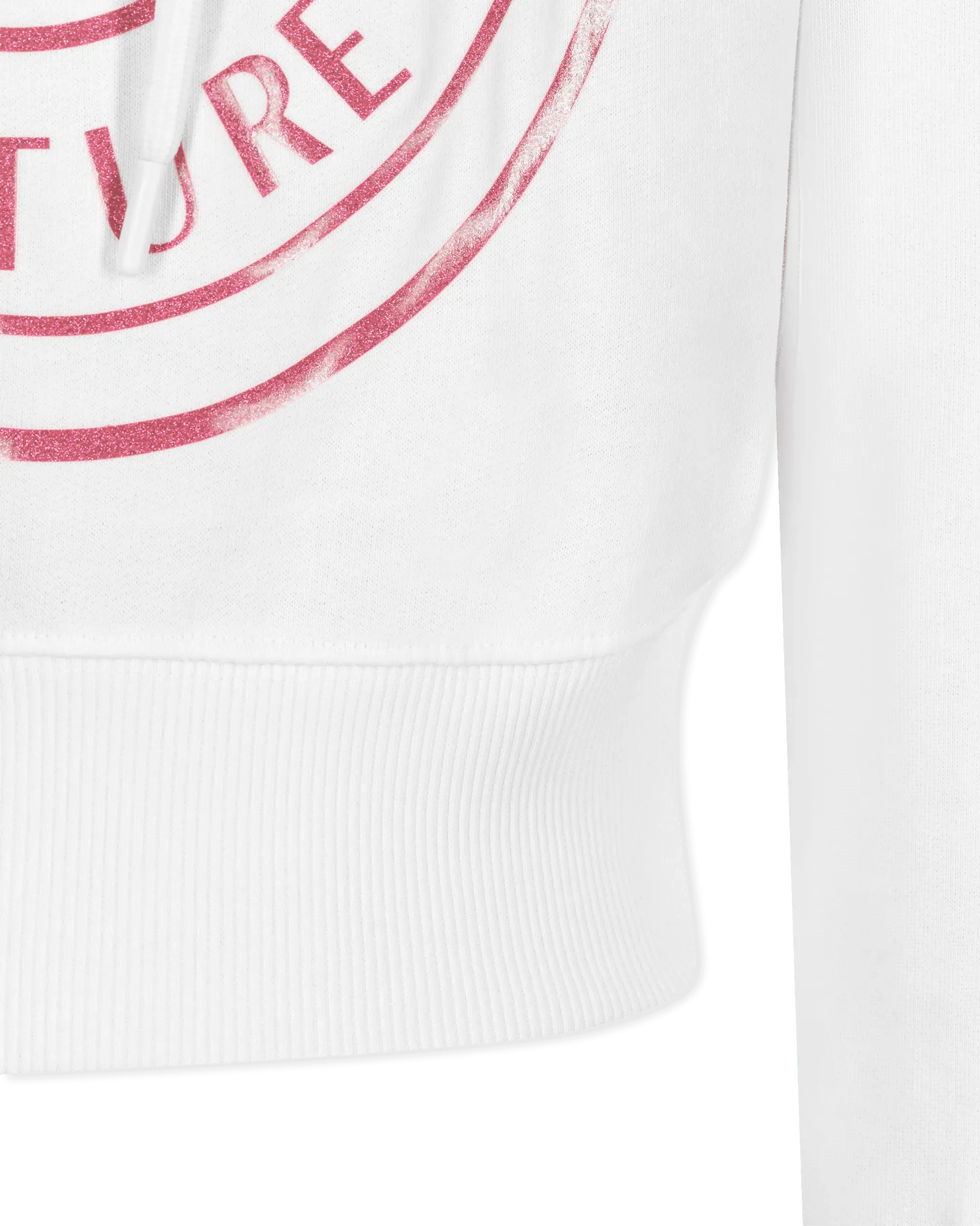 Glitter V-Emblem Cropped Hoodie - DIHSAN