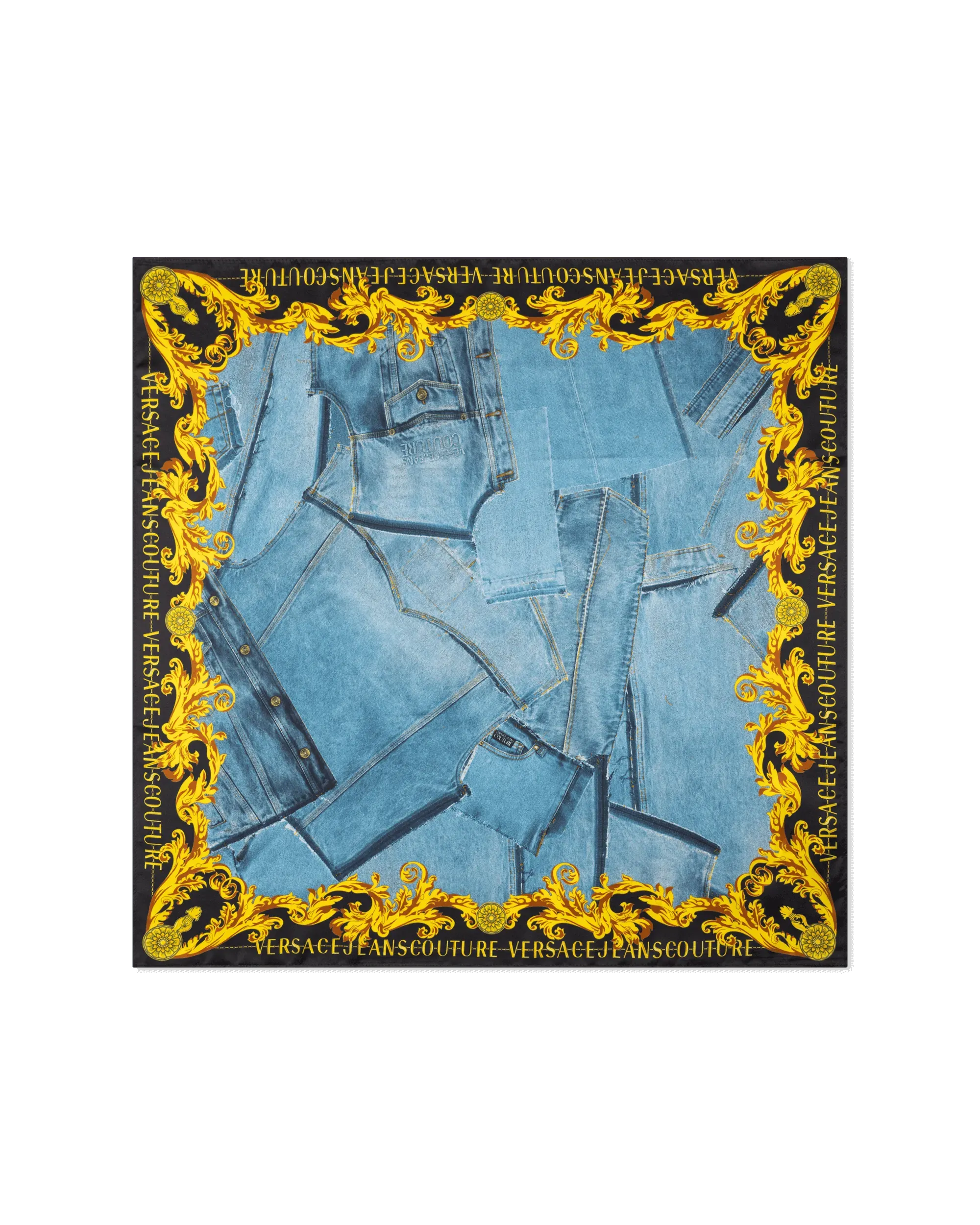 Denim Patchwork Silk Foulard - DIHSAN