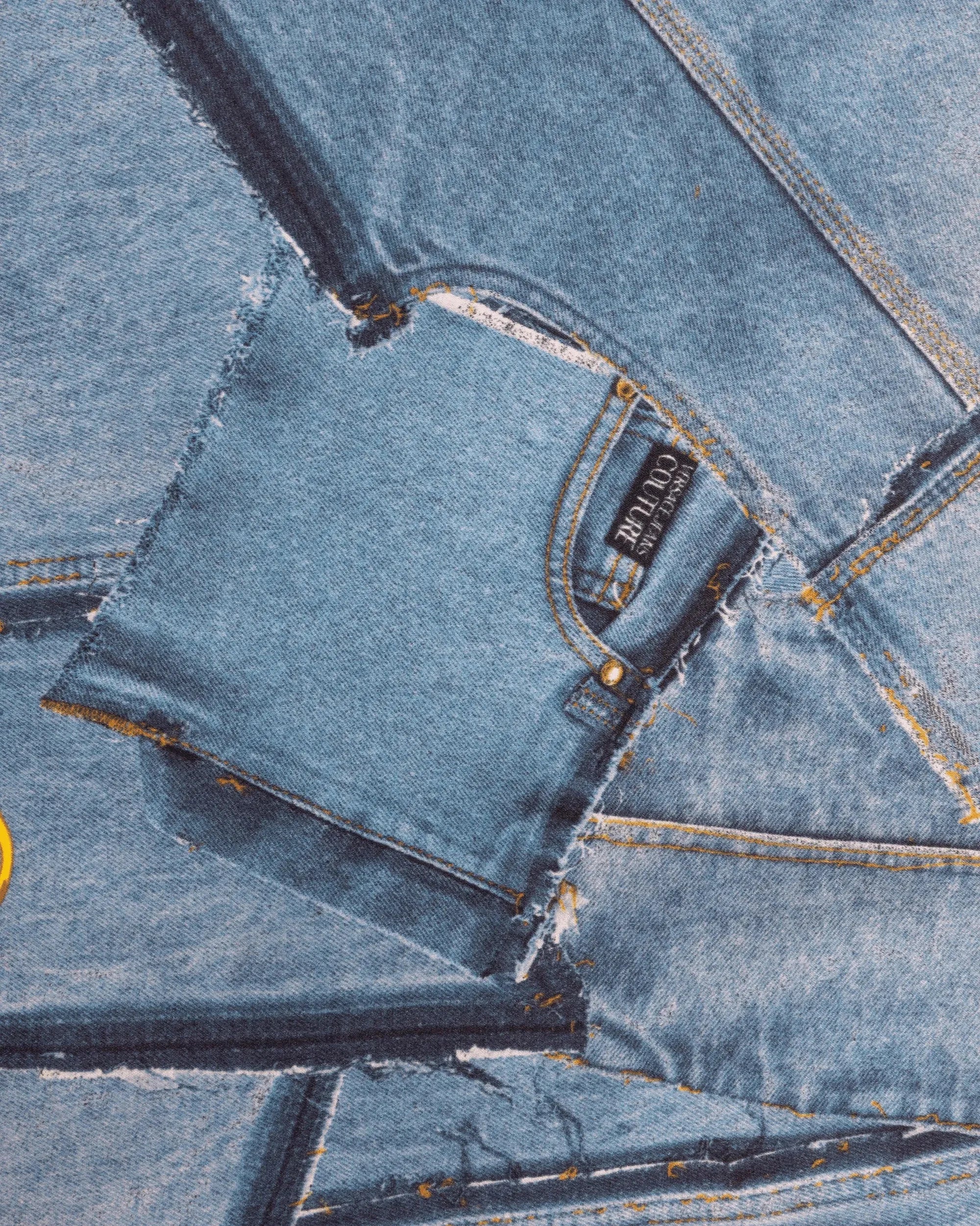 Denim Patchwork Silk Foulard - DIHSAN