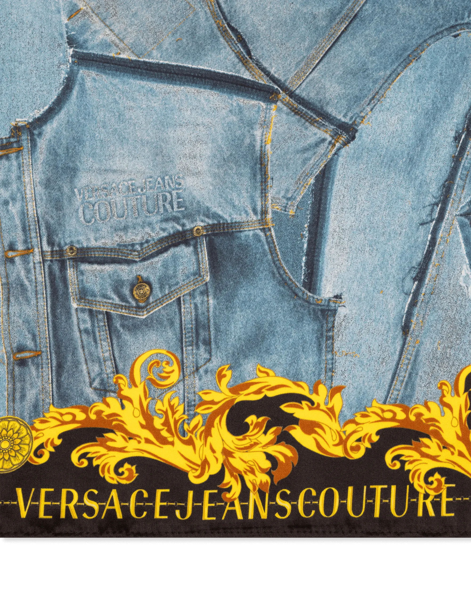 Denim Patchwork Silk Foulard - DIHSAN