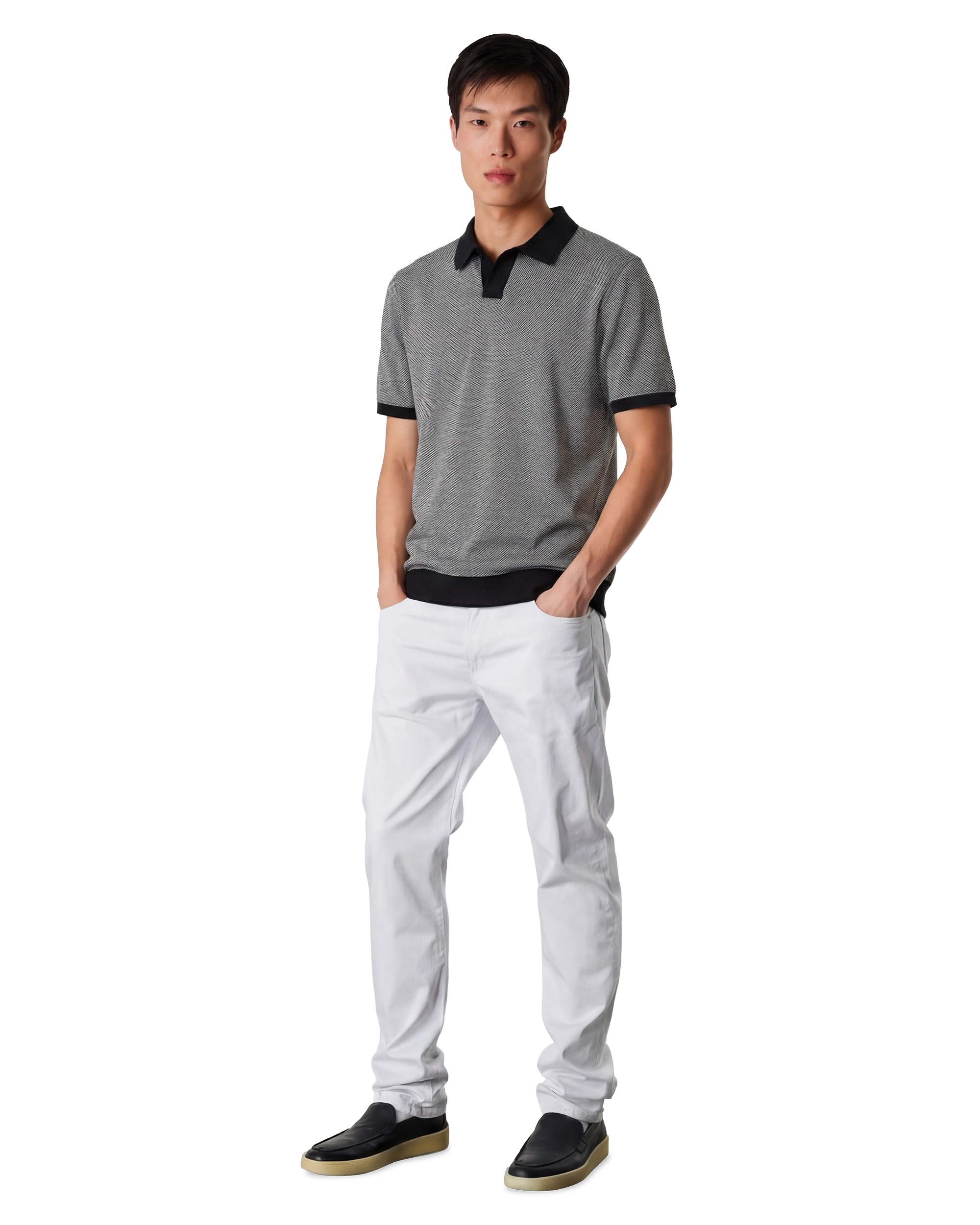 Bryce Johnny Collar Mini Check Polo Shirt