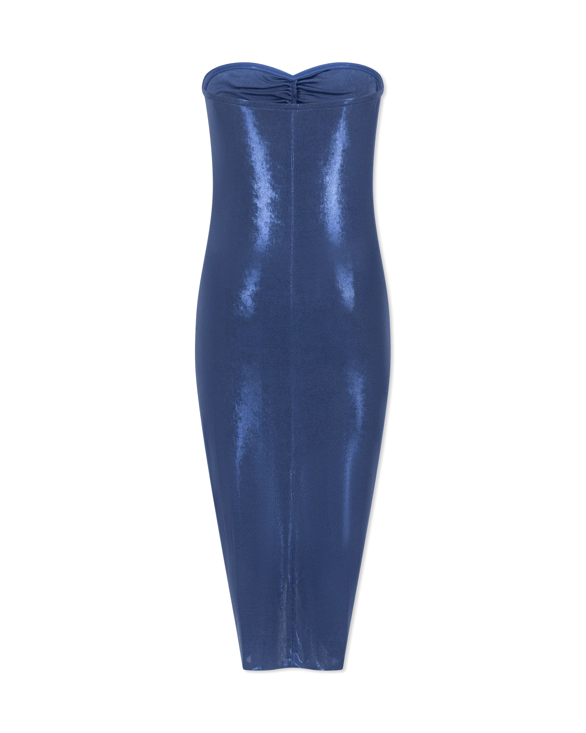 Strapless Shirred Front to Knee Dress - DIHSAN